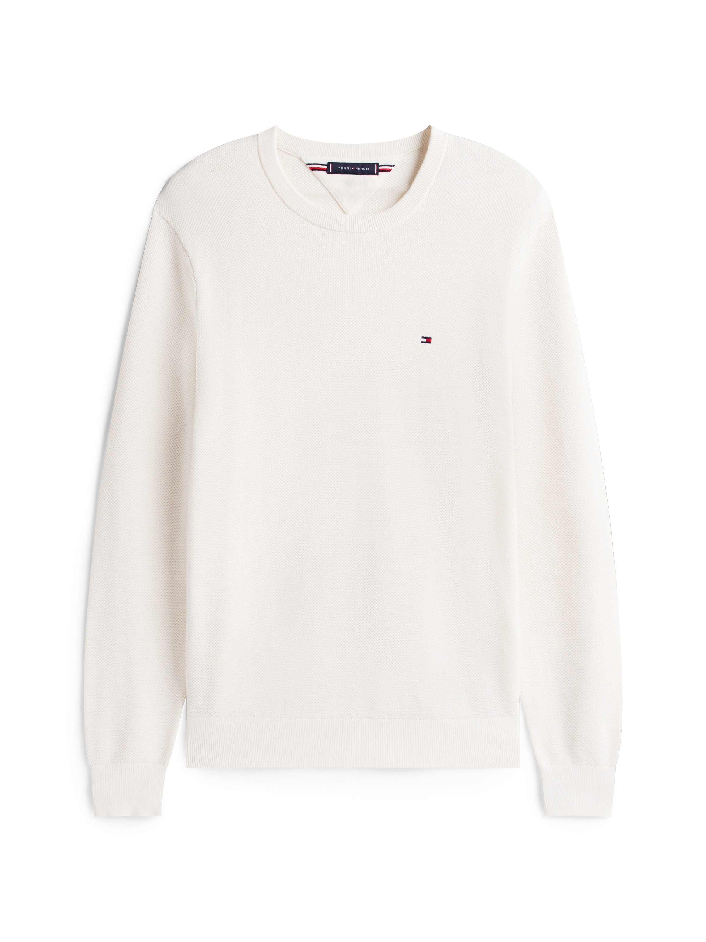 Tommy Hilfiger Rundhalspullover »ESSENTIAL STRUCTURE CREW NECK mit Struktur und Label« unifarben, casual, regular fit, Baumwolle, Rundhals