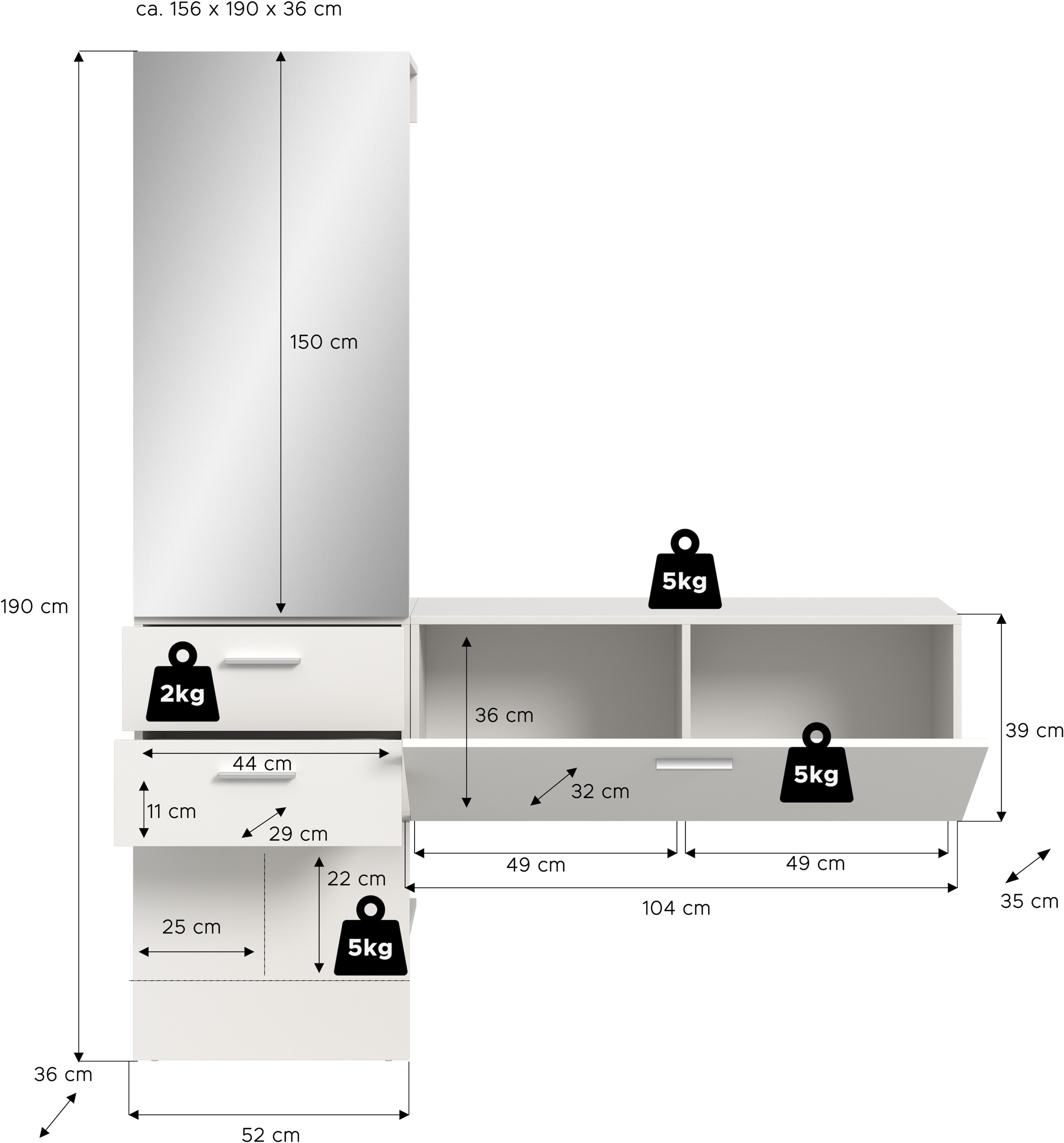 INOSIGN Ensemble de vestiaires Set, 2 cuis tlg.