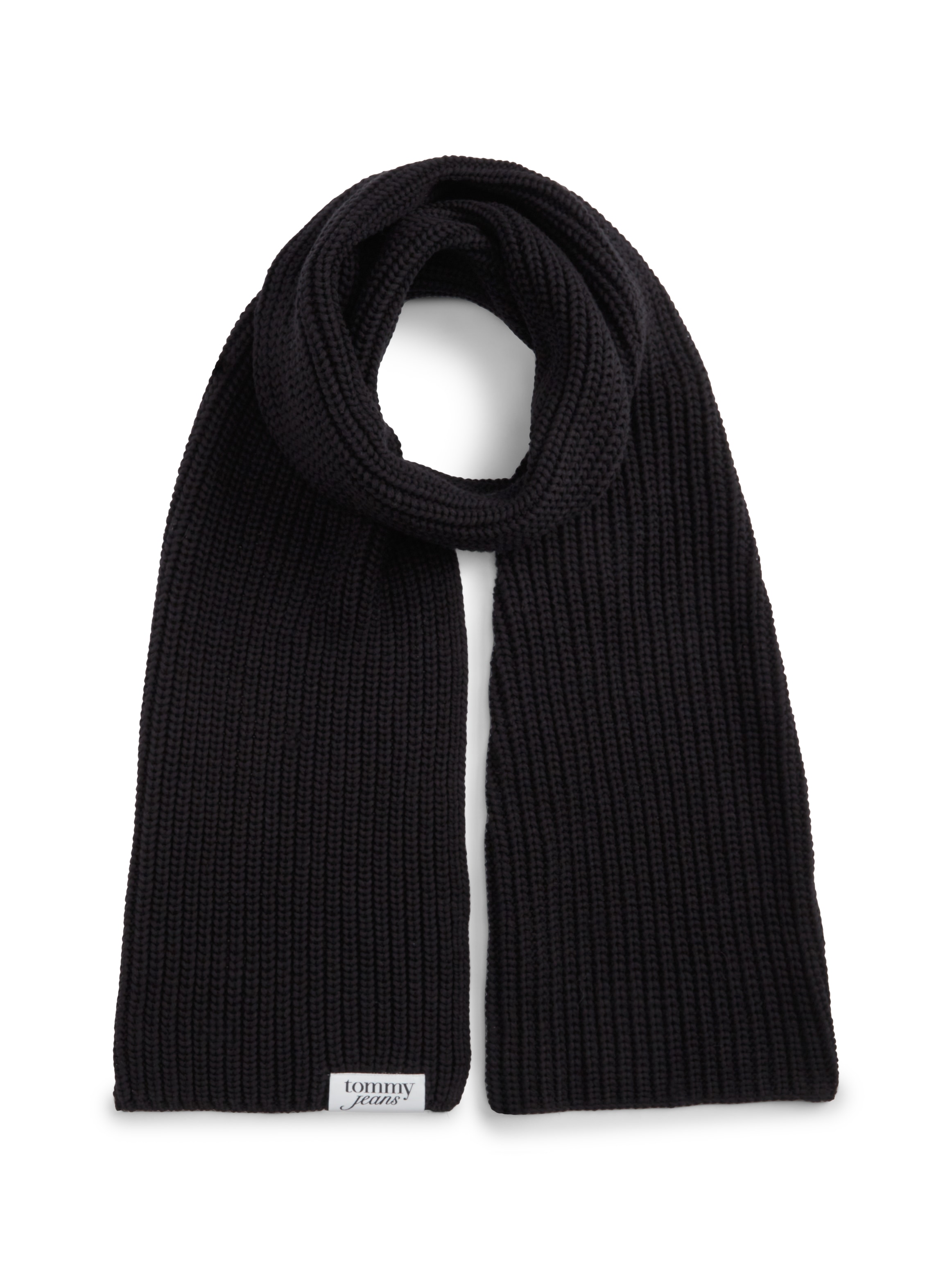 Tommy Jeans Schal »TJW SCRIPT« aus grobem Rippstrick mit Logo-Label