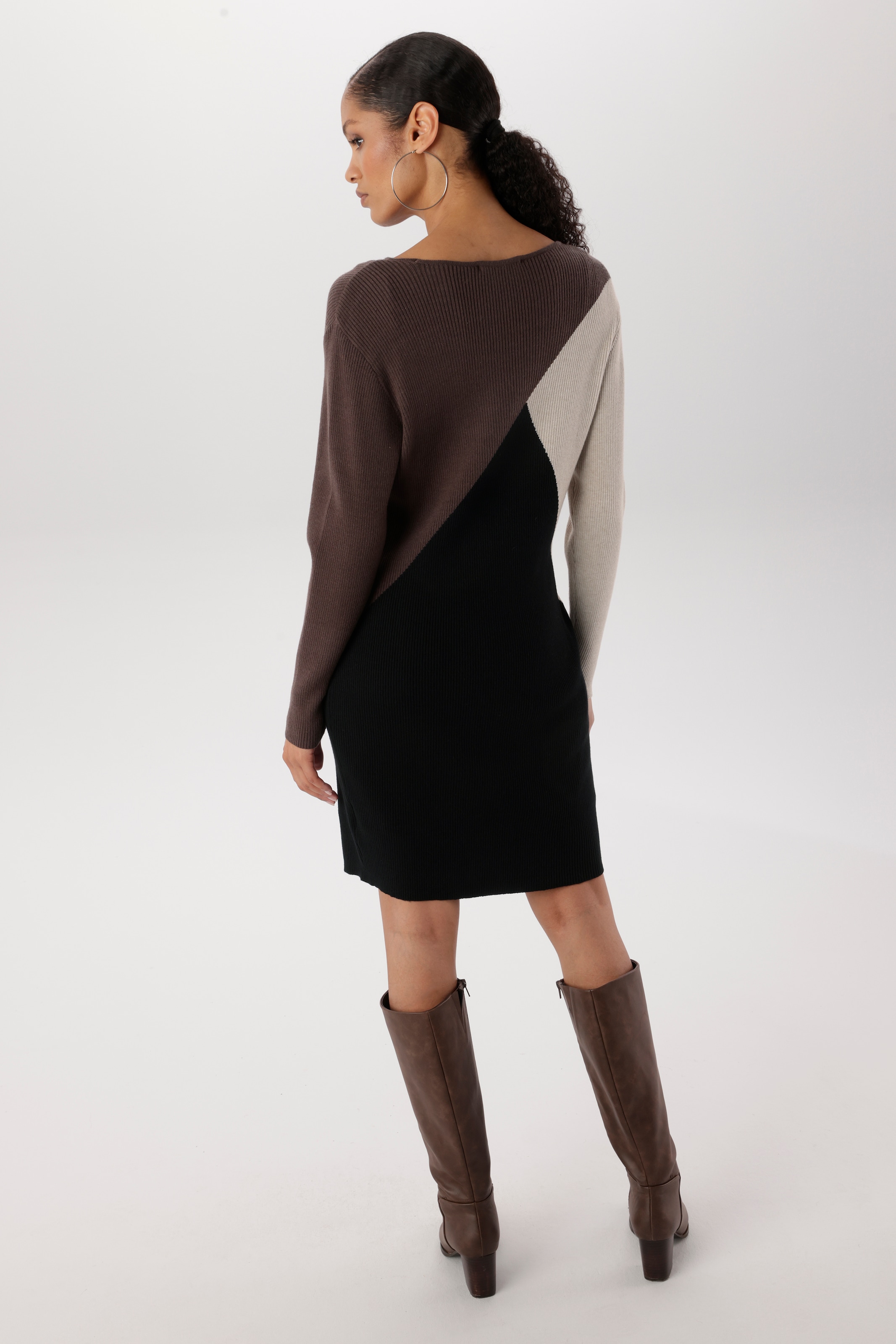 Aniston SELECTED Robe en tricot en tricot côtelé fin et doux - NOUVELLE COLLECTION