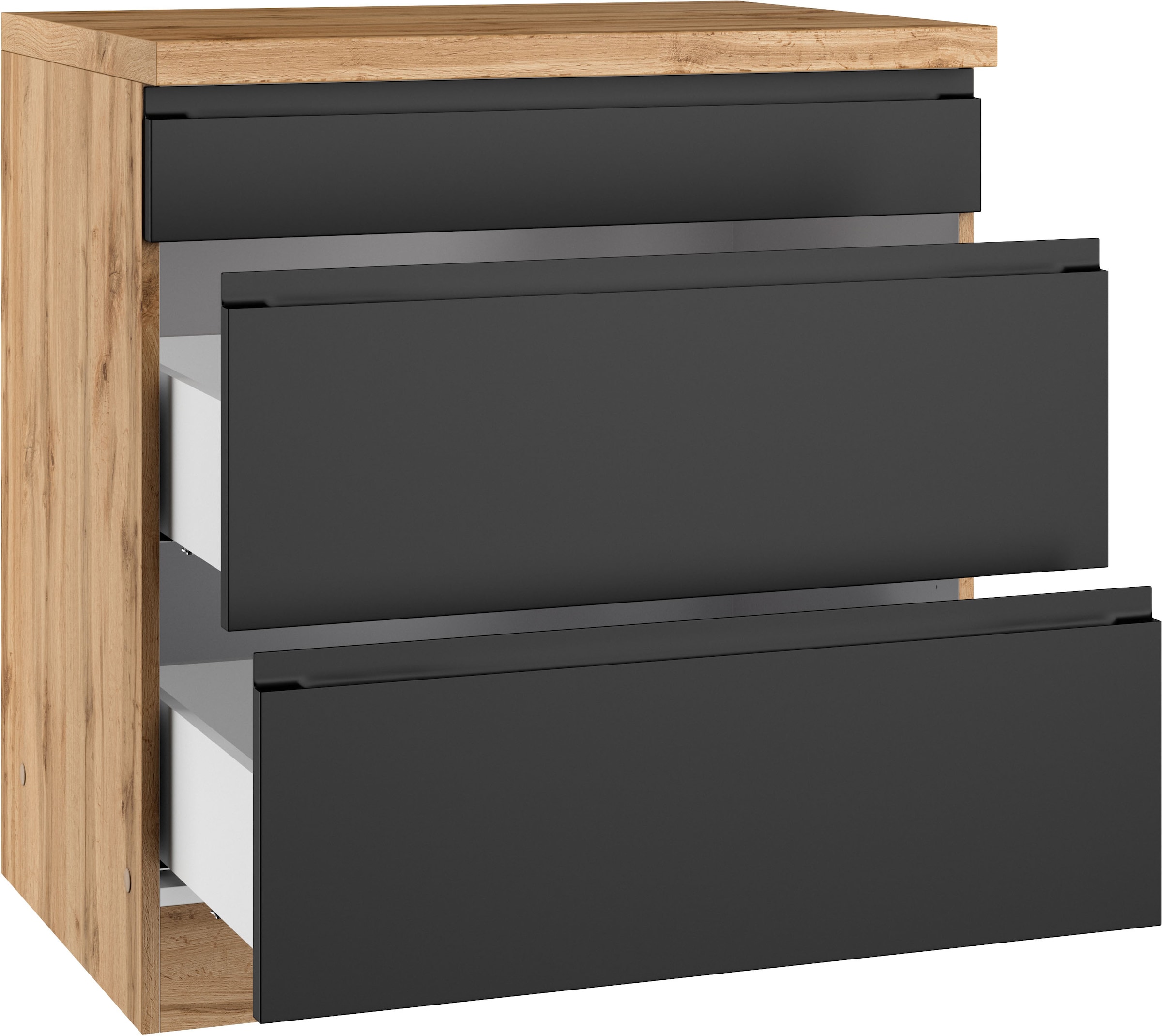 KOCHSTATION »KS-Virginia,neu in verbesserter Ausführung« Rangement, Softclose,  Largeur 80 cm, hauteur 86 cm, tiroirs softclose
