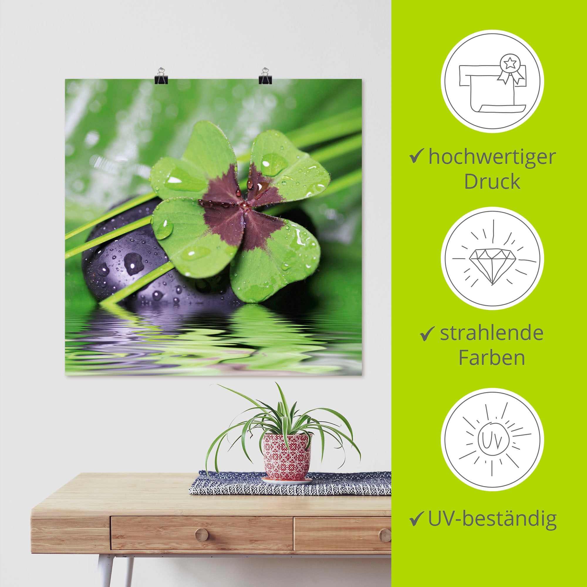 Artland Wandbild »Glücksklee... Entspann mal wieder« Zen 1 Stk. tlg. als Alubild, Outdoorbild, Leinwandbild, Poster, Wandaufkleber