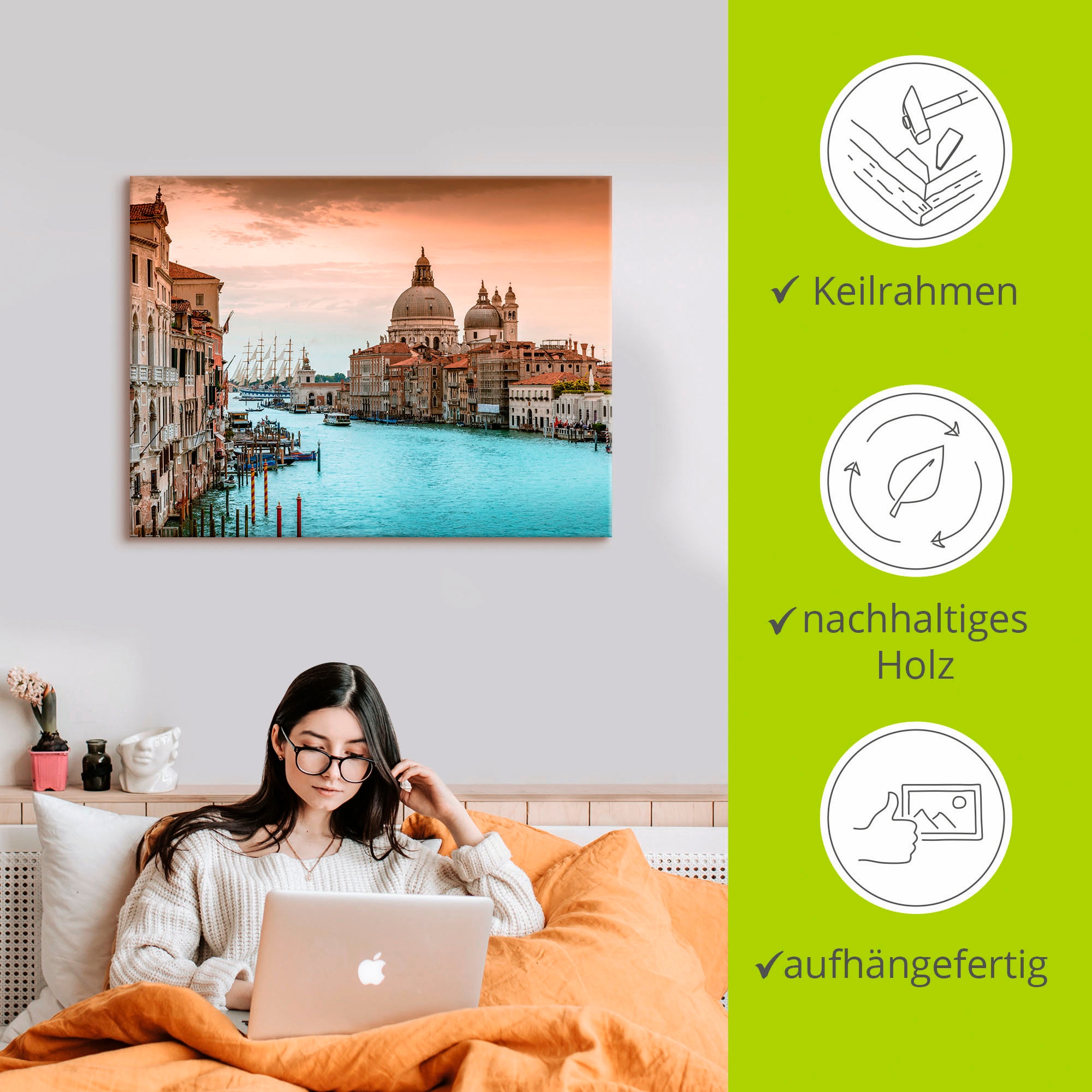 Artland Fresque murale »Venedig Canal Grande I« 1 cuis tlg. als Alubild, Leinwandbild in verschied. Grössen