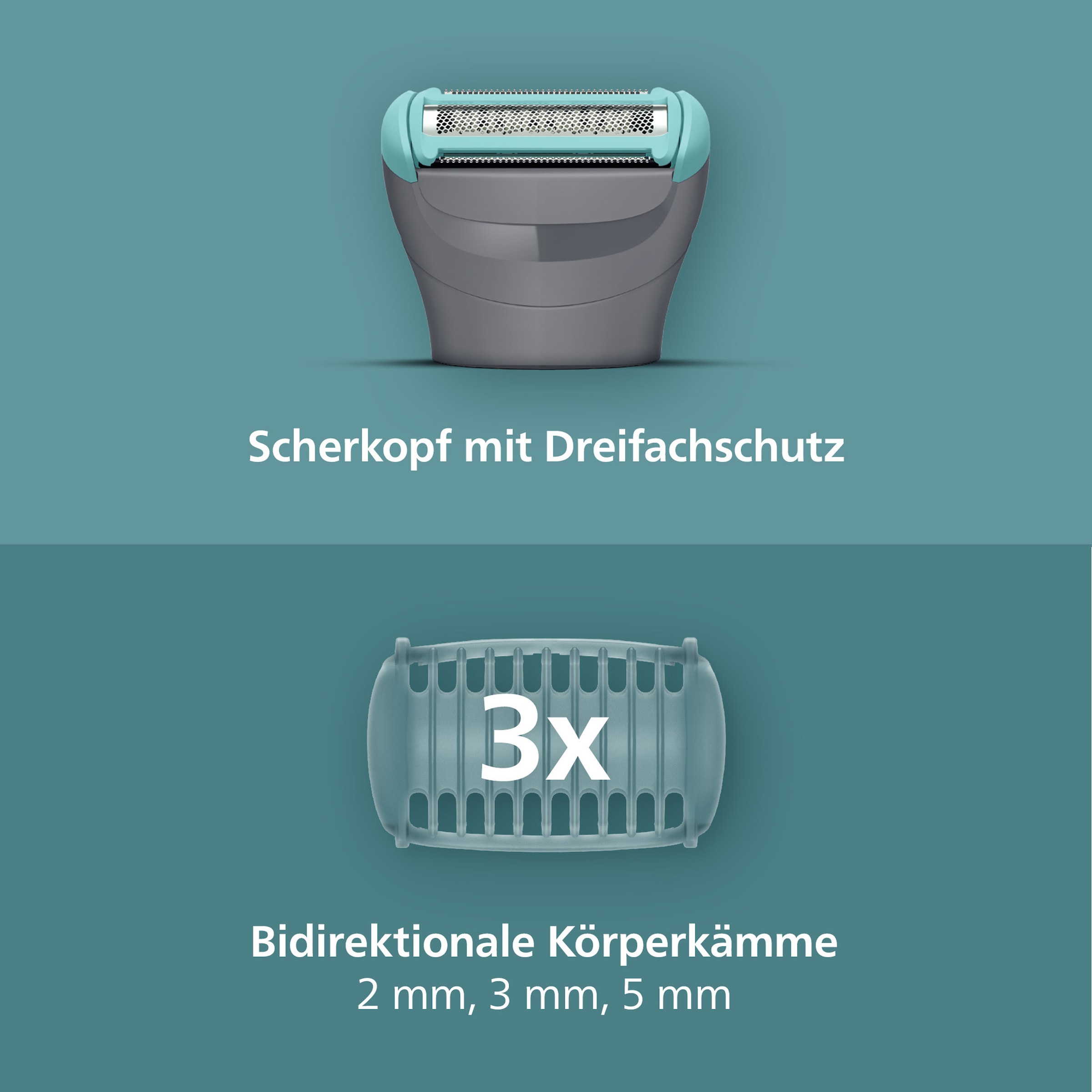 Philips Elektrokörperrasierer »Serie 3000 BG3485/15« 3 Stk. Aufsätze mit Triple Protect-Rasiersystem, wasserfest, inkl. Aufbewahrungstasche