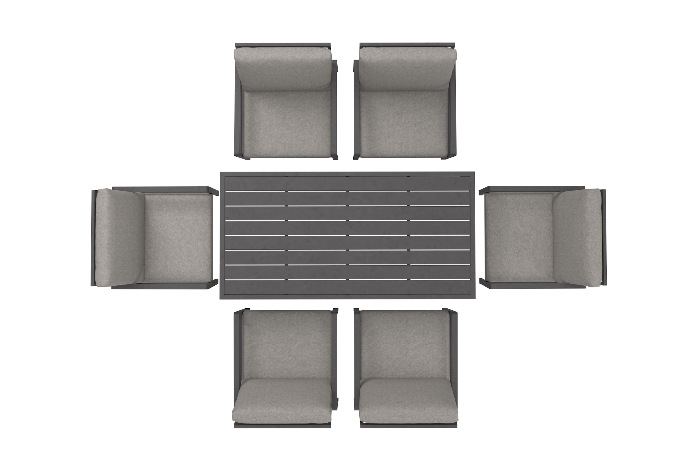 KONIFERA Garten-Essgruppe »»New Jersey«« Set, 6 Sessel, Tisch 80x160x71 cm, inkl. Auflagen, 19 Stk. tlg. Aluminium/Polyrattan