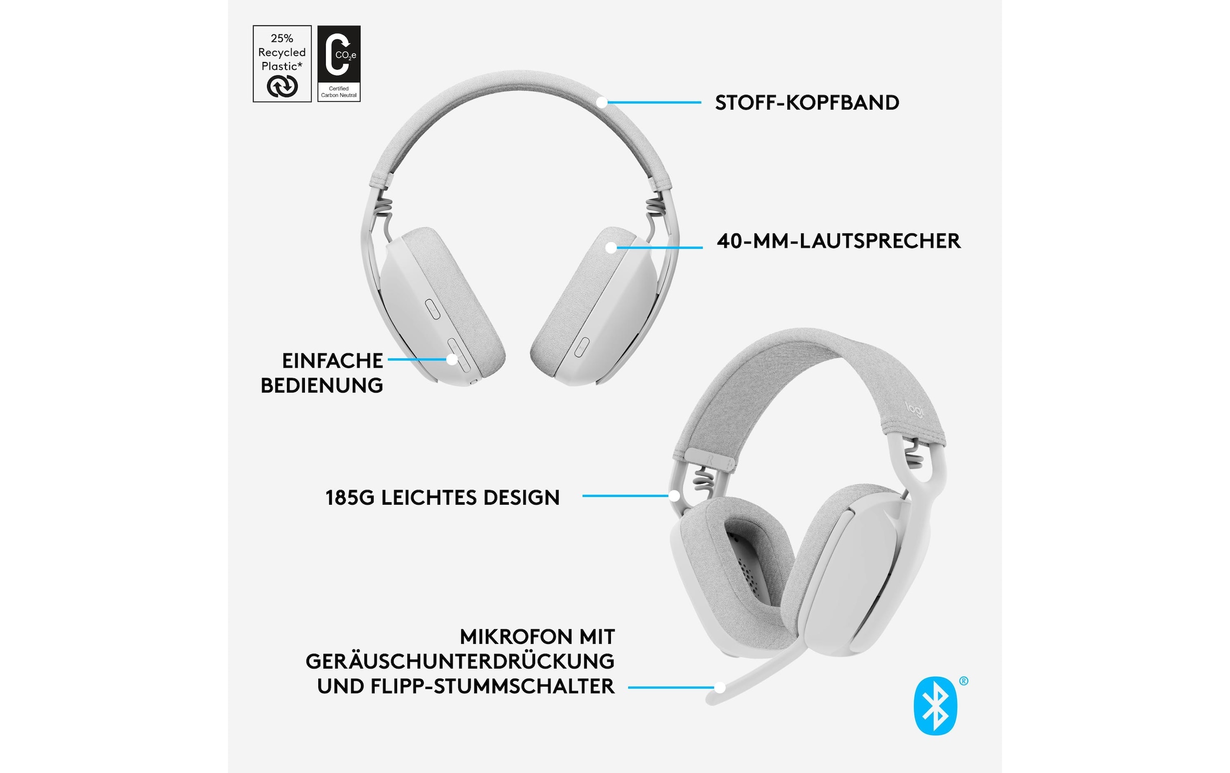 Logitech Casque »Headset Zone Vibe 100 off-white«