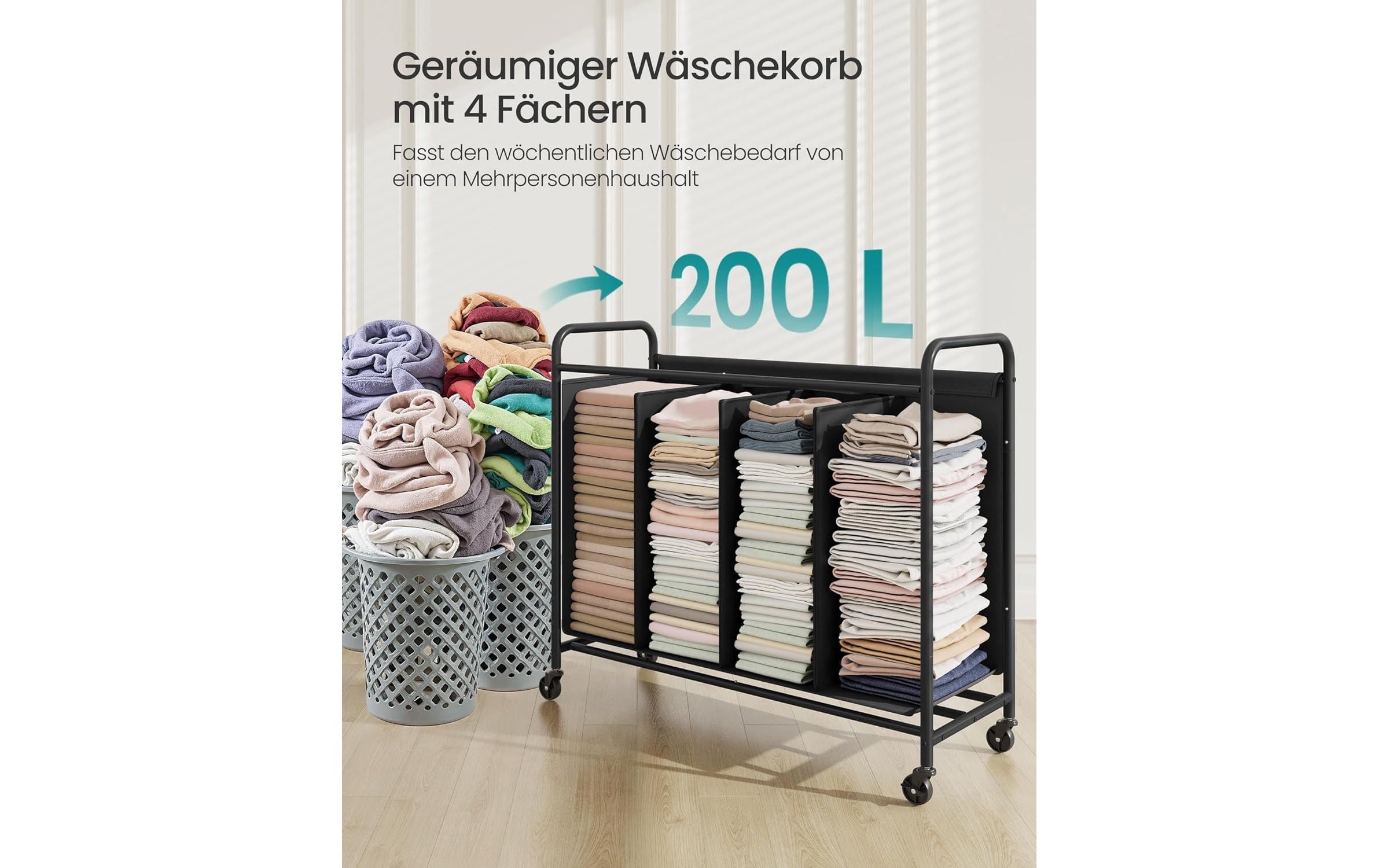 SONGMICS Wäschekorb »mit Rädern 200 l«