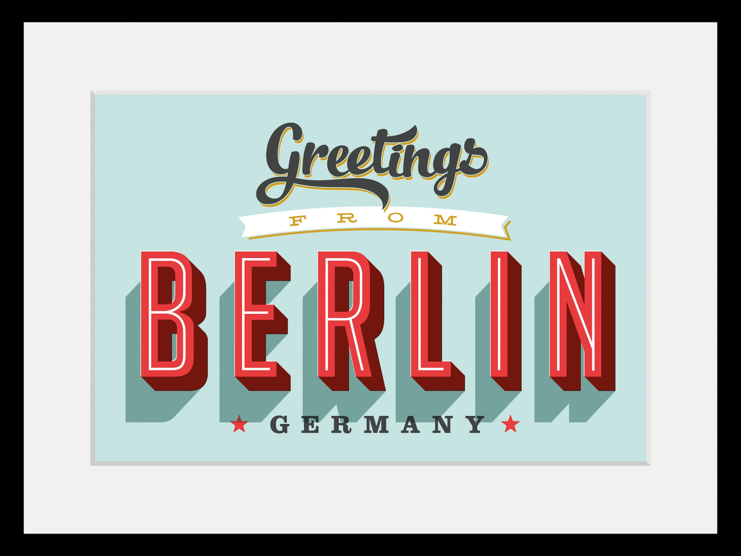 queence Bild »Greetings from Berlin« Berlin | Deutschland | Schriftzug | Stadt | Städte 1 Stk. tlg. HD Premium Poster-Druck inkl. Holzrahmen