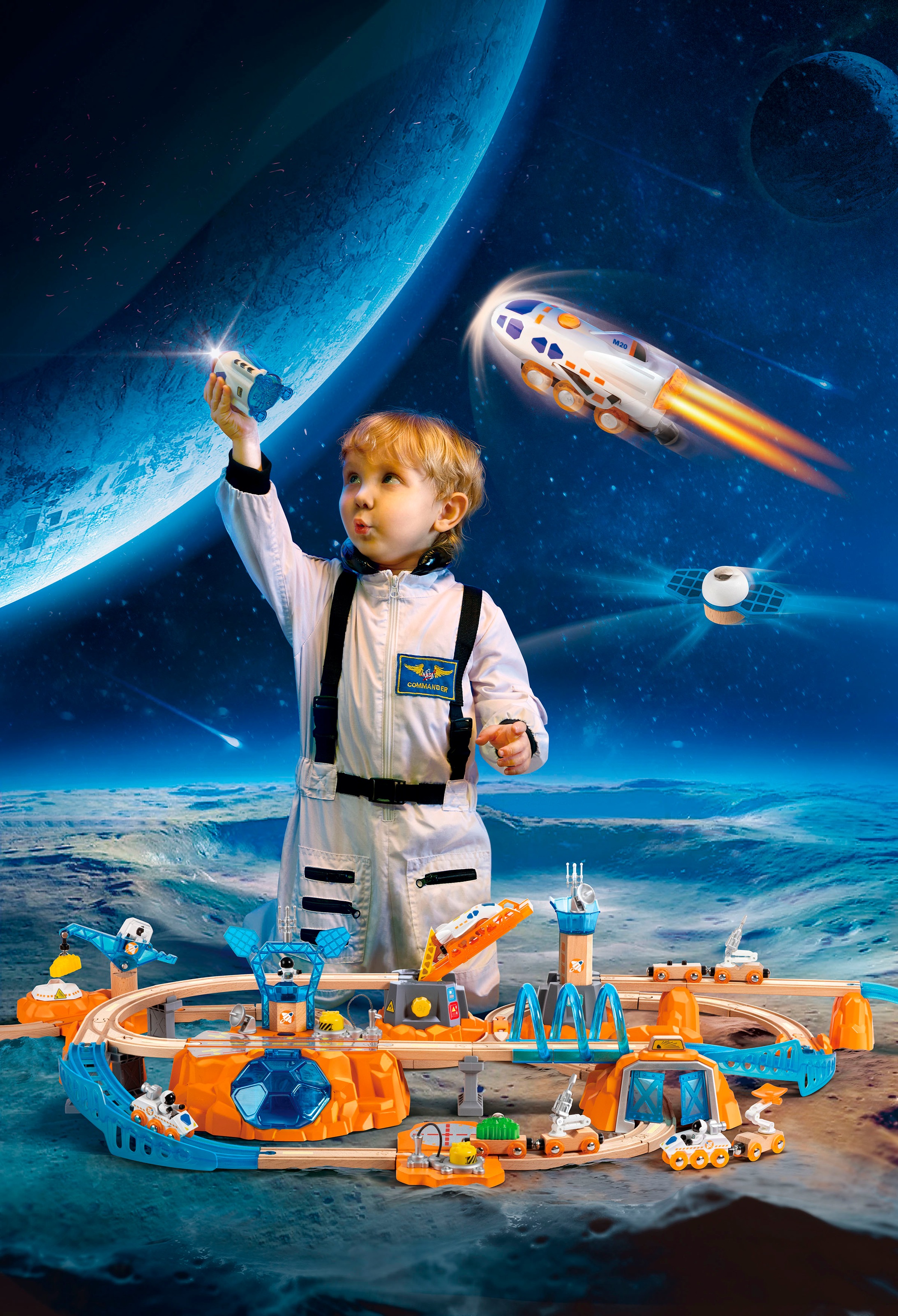 Hape Train jouet »Zugset - Mars-Erkundung« avec lumière et son