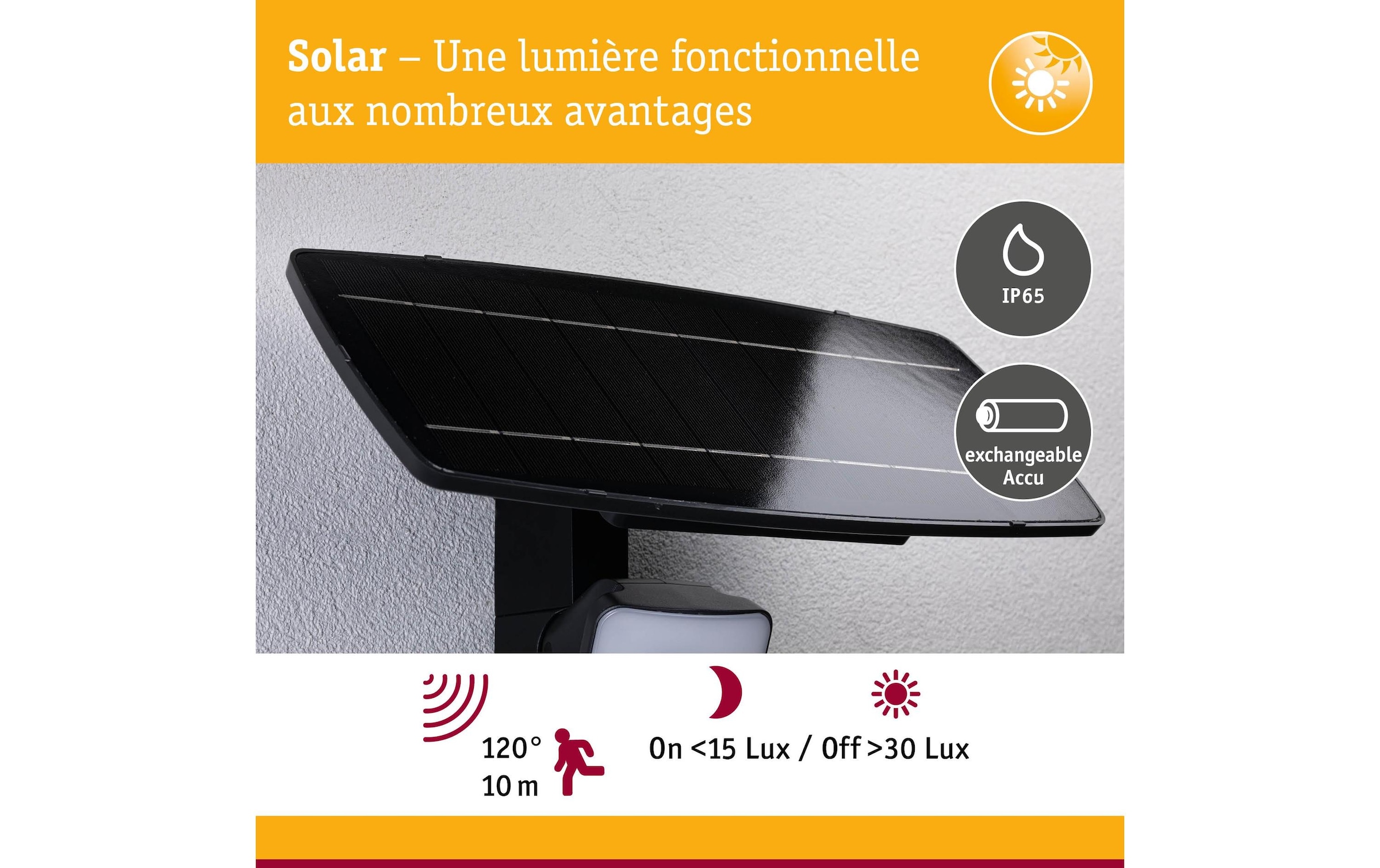 Paulmann Aussen-Wandleuchte »Solar Fluter Flotas inkl. Bewegungsmelder IP65 3000K 700 lm« LED-Modul warmweiss