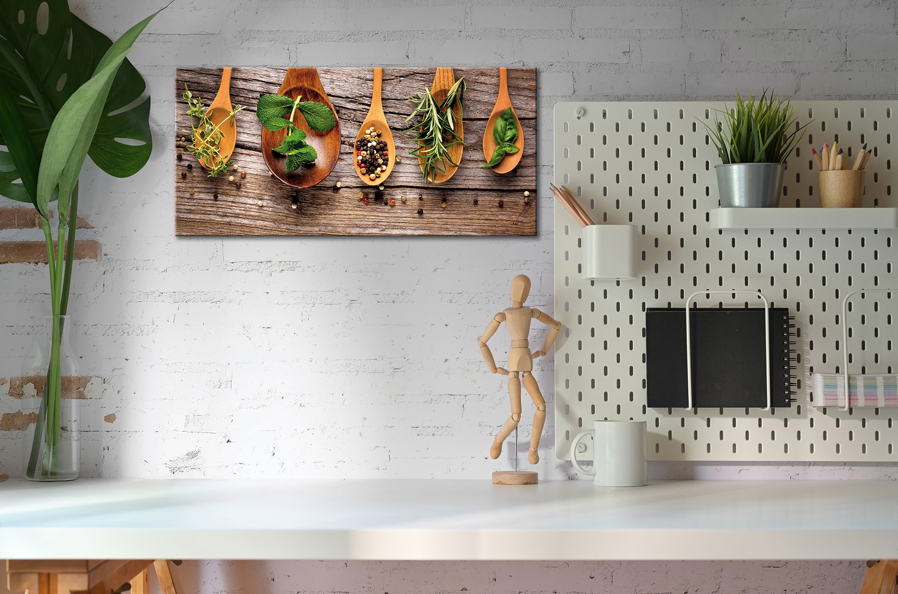 Bönninghoff Leinwandbild »Wandbild GEWÜRZE UND KRÄUTER 33x70 cm – Leinwandbild Keilrahmen Deko« Geschirr & Besteck | Gewürze | Kräuterbilder 1 Stk. tlg. auf Keilrahmen gespannt