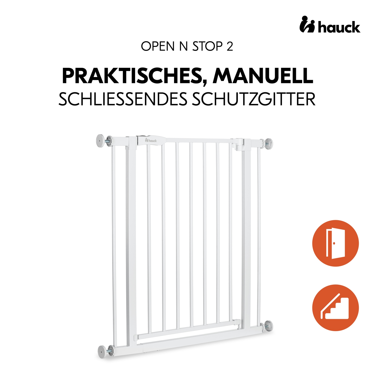 Hauck Türschutzgitter »Open N Stop 2, White« auch als Treppenschutzgitter verwendbar; 75-80 cm, erweiterbar