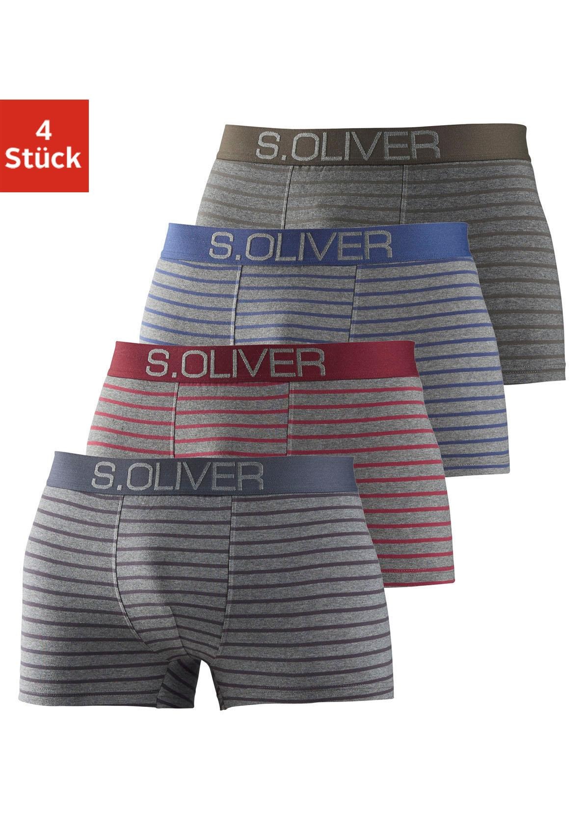 s.Oliver Boxer »Boxershorts für Herren« Paquet, 4 cuis mit kontrastfarbenem Webbund