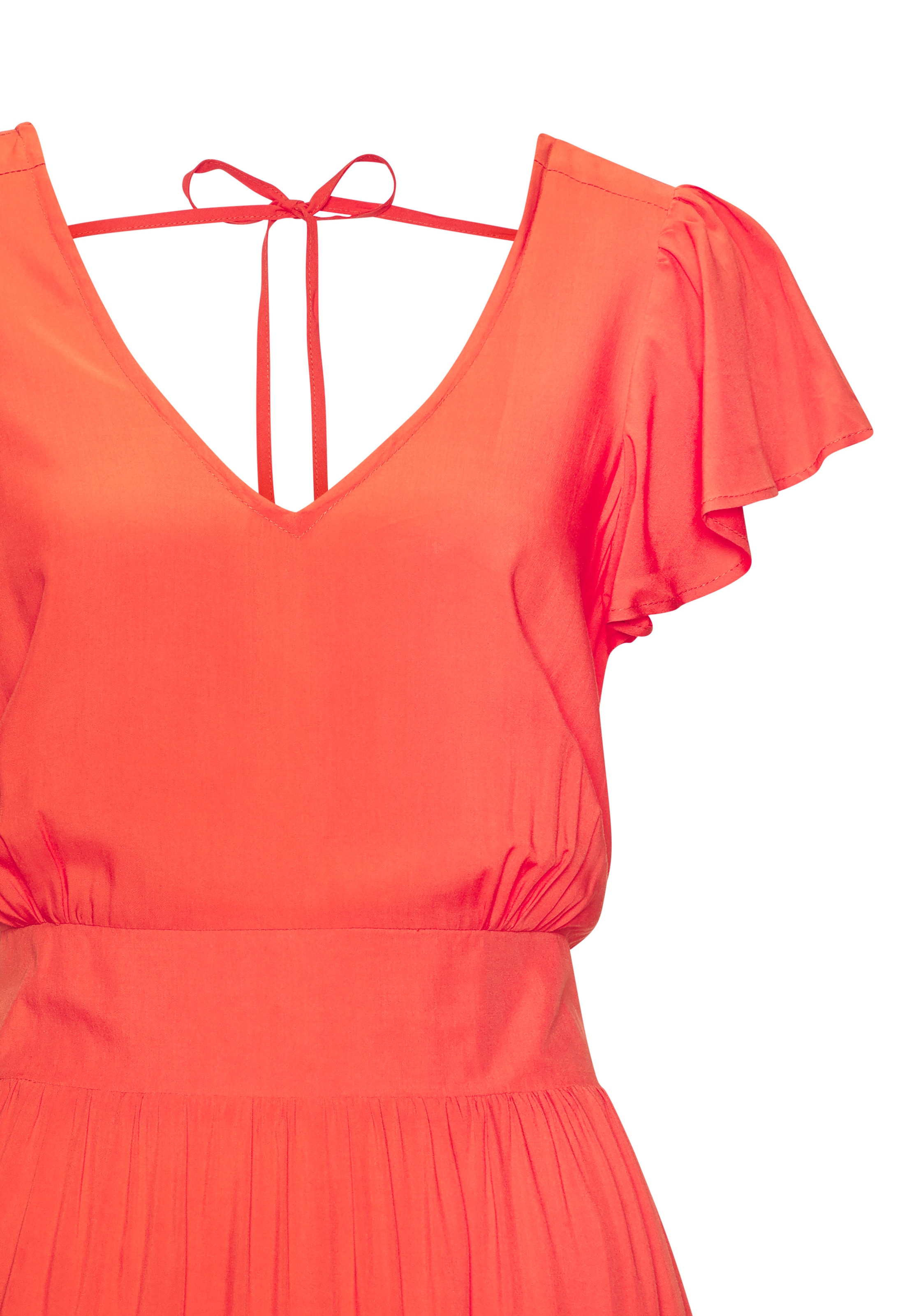 Vivance Robe midi Poches dans les coutures latérales avec col en V, robe d'été en tissu tissé