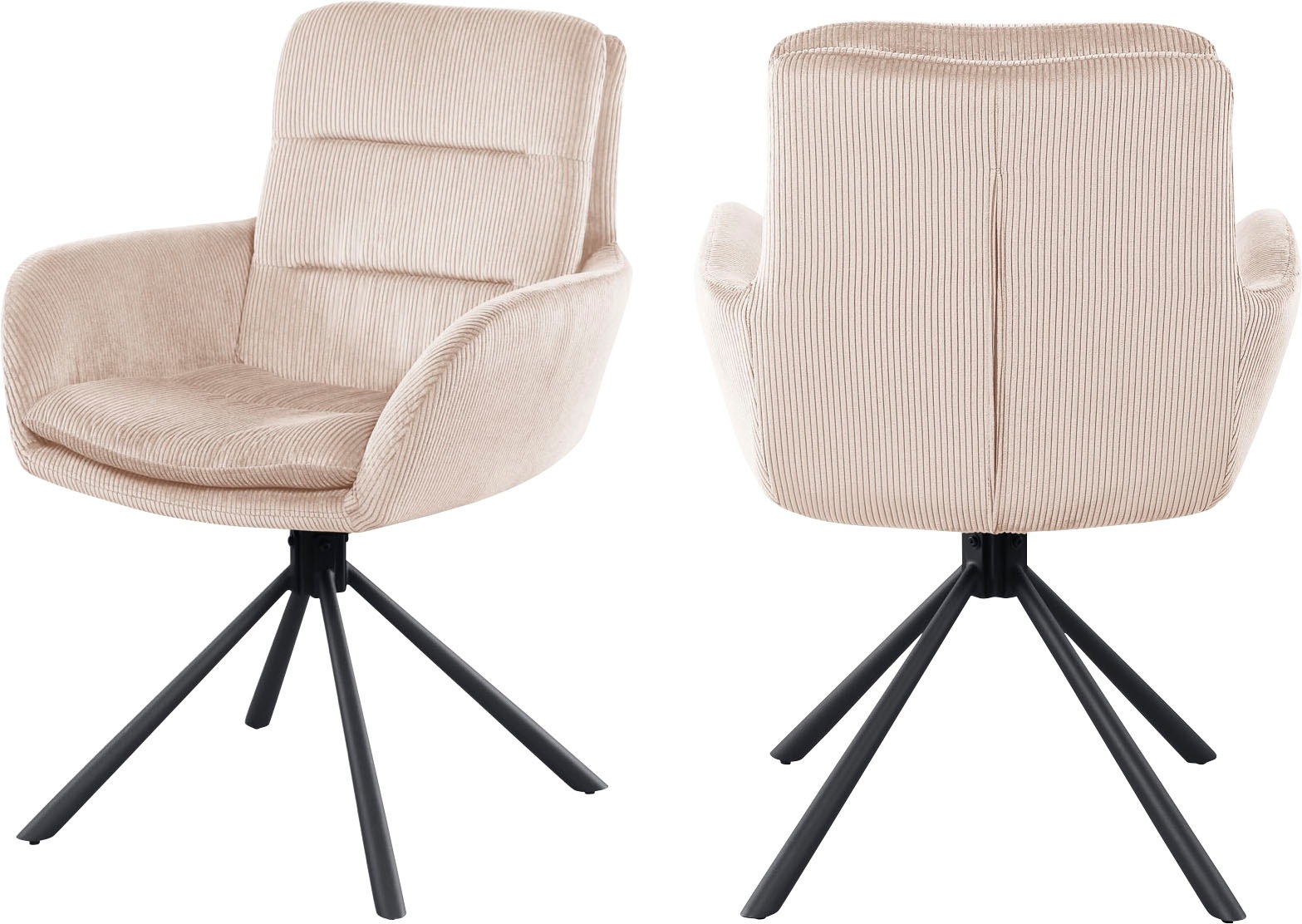 SalesFever Chaise de salle à manger »Pizzo Eleganter Armlehnstuhl« () 1 cuisfauteuil de salle à manger en velours côtelé avec rotation 360°