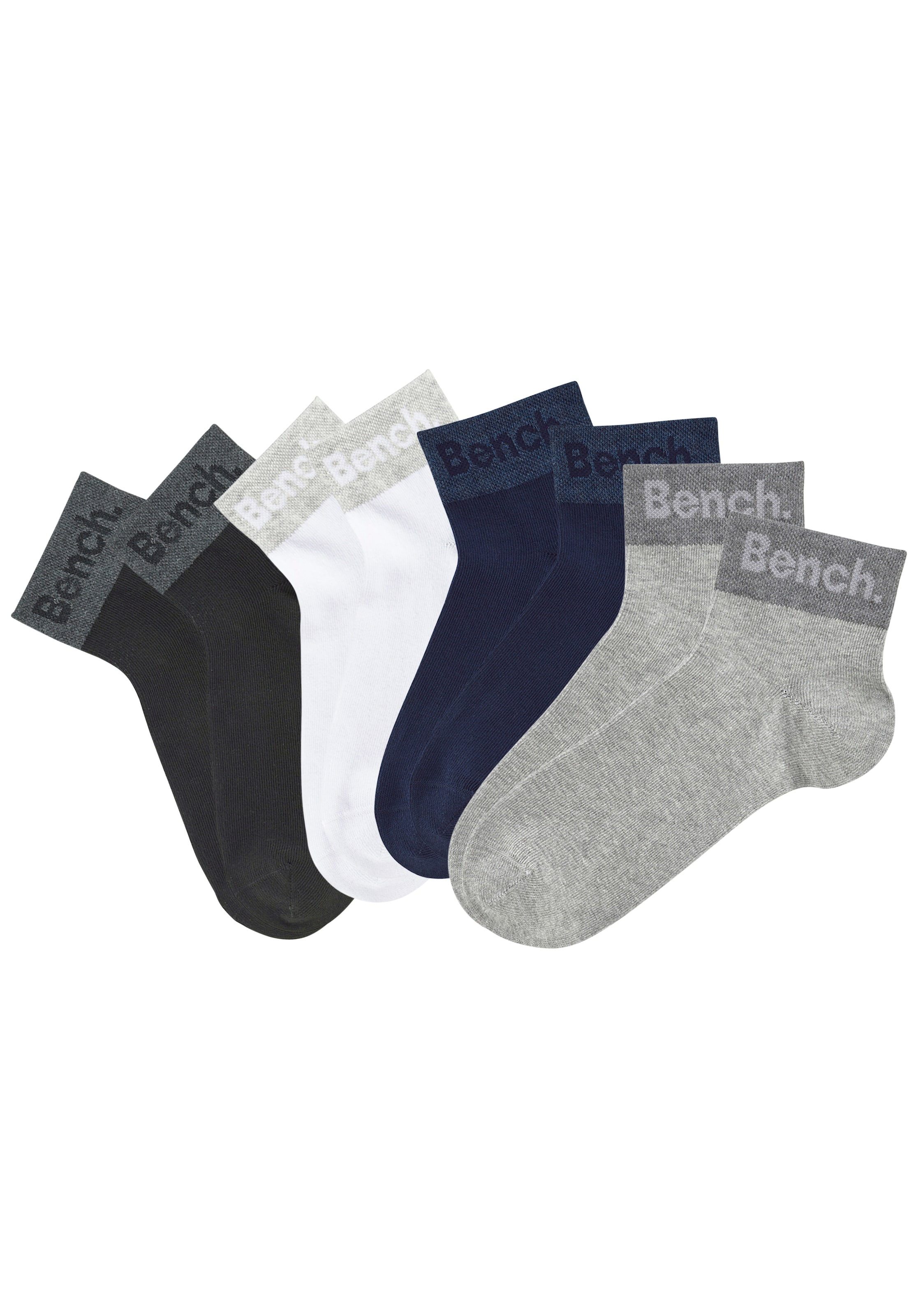 Bench. Chaussettes courtes Packung, 8 Couple tlg. mit eingestricktem Schriftzug am Bündchen