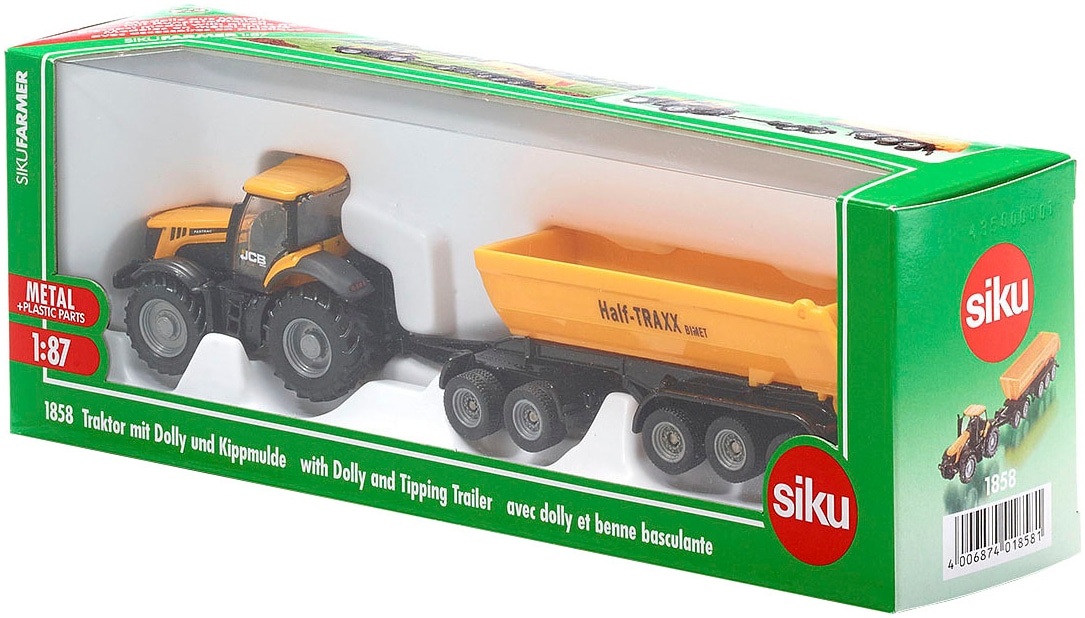 Siku Tracteur jouet »SIKU Farmer, JCB Traktor mit Dolly u. Kippmulde (1858)«
