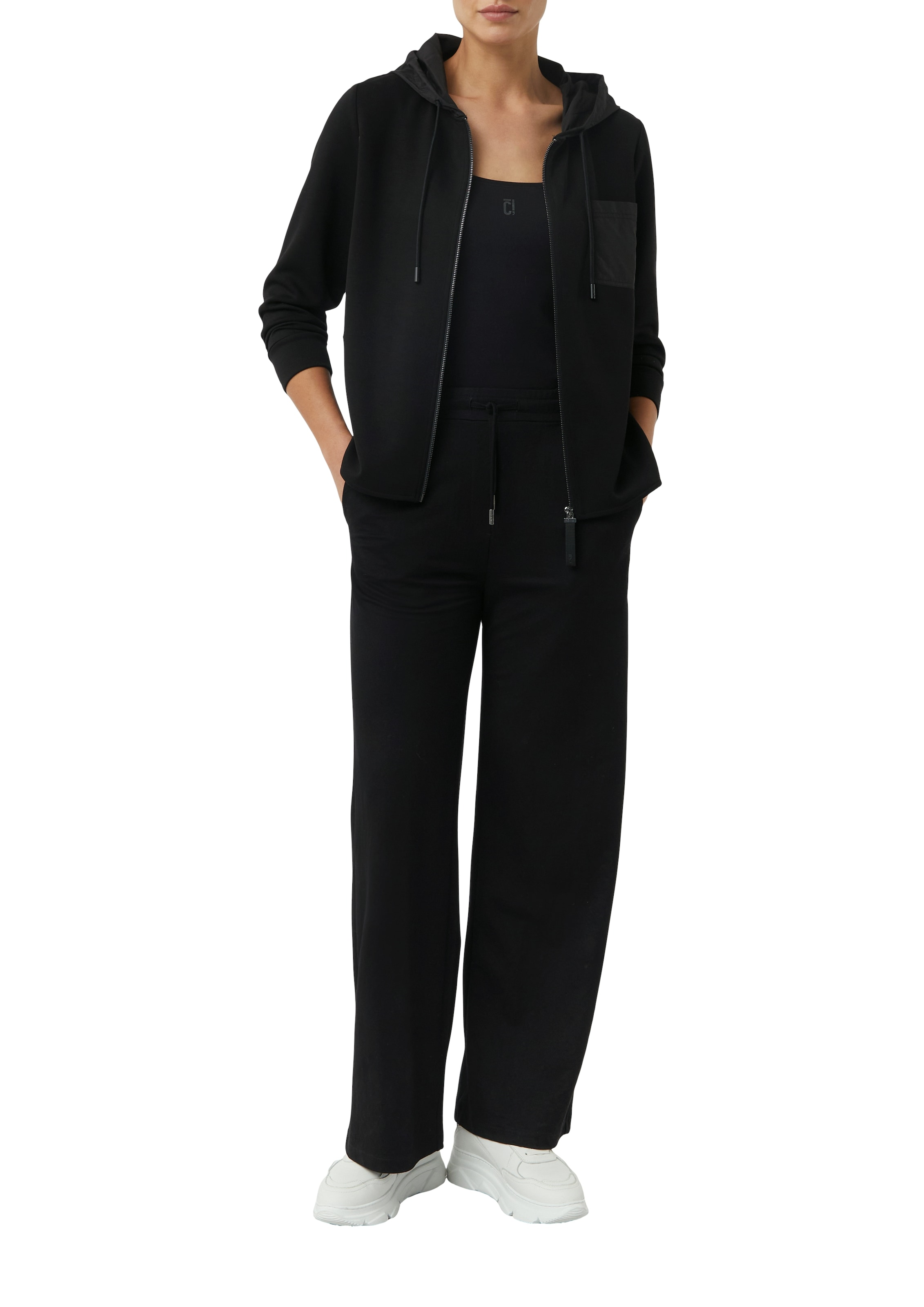 comma casual identity Kapuzensweatjacke mit aufgesetzter Brusttasche