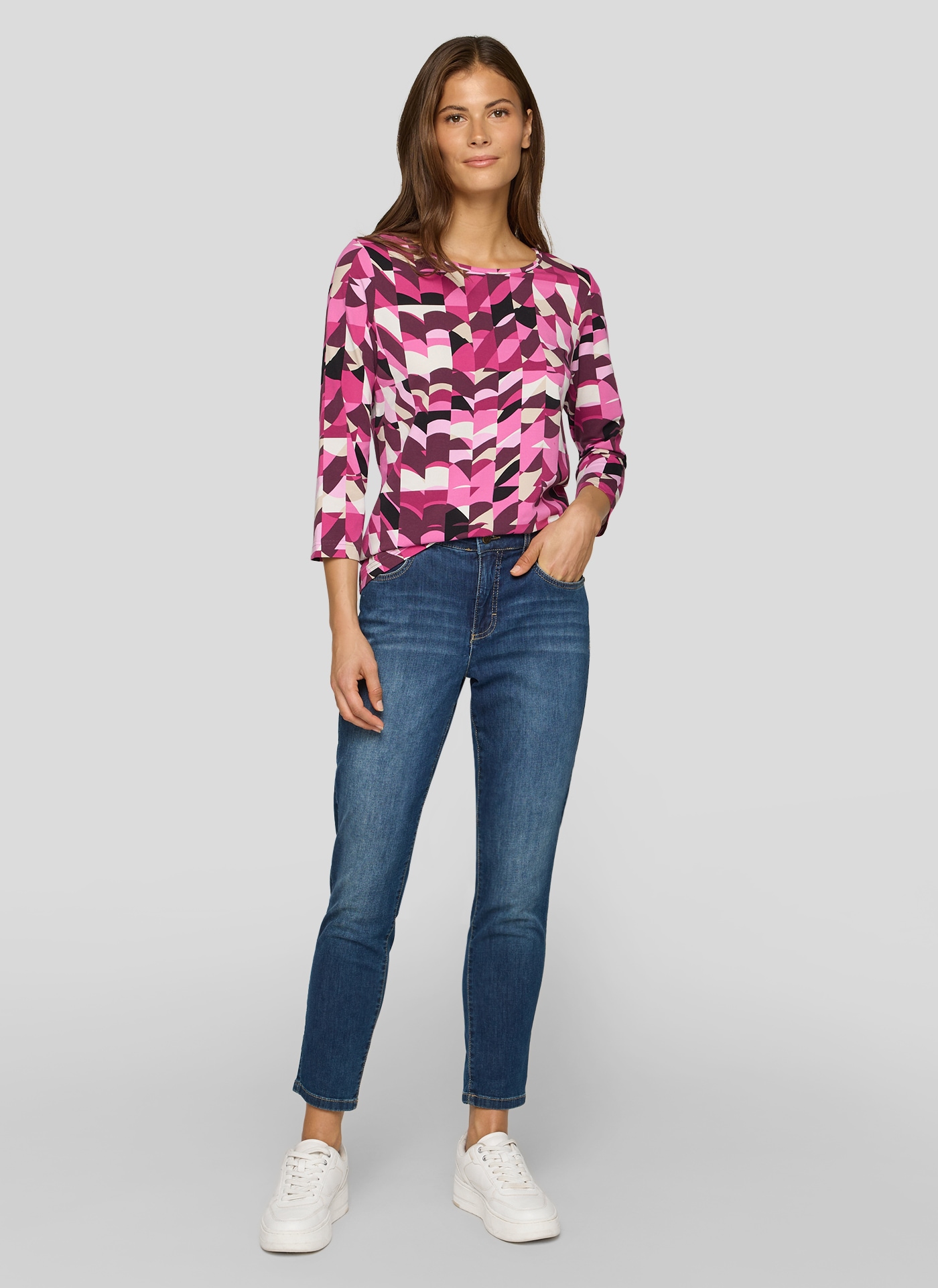 Rabe T-shirt à manches 3/4 Sommershirt mit grafischem Muster