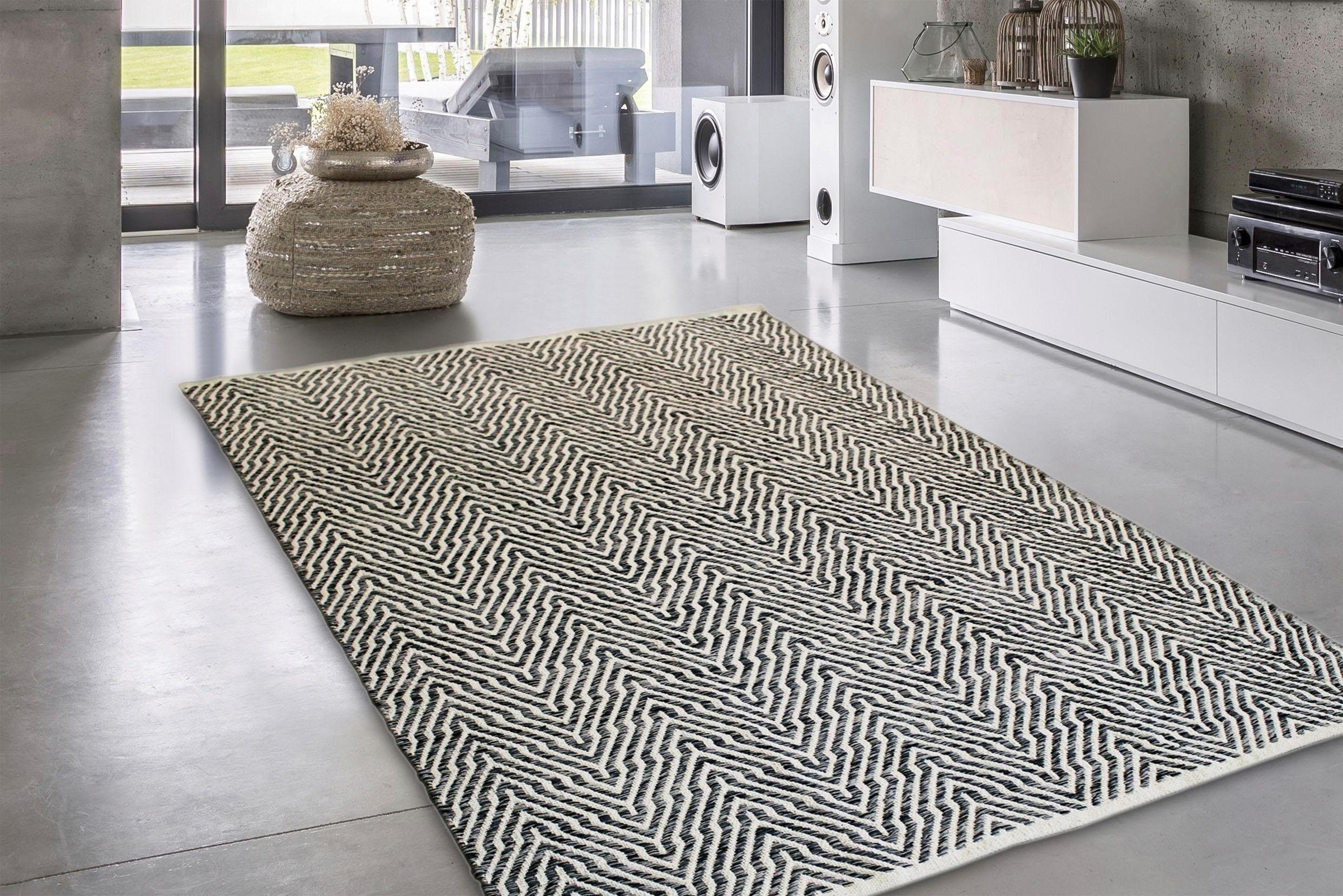calo-deluxe Tapis »Luba 433« Rectangulaire 7 mm Höhe coton pur, tissé à la main, salon, chambre d'enfant