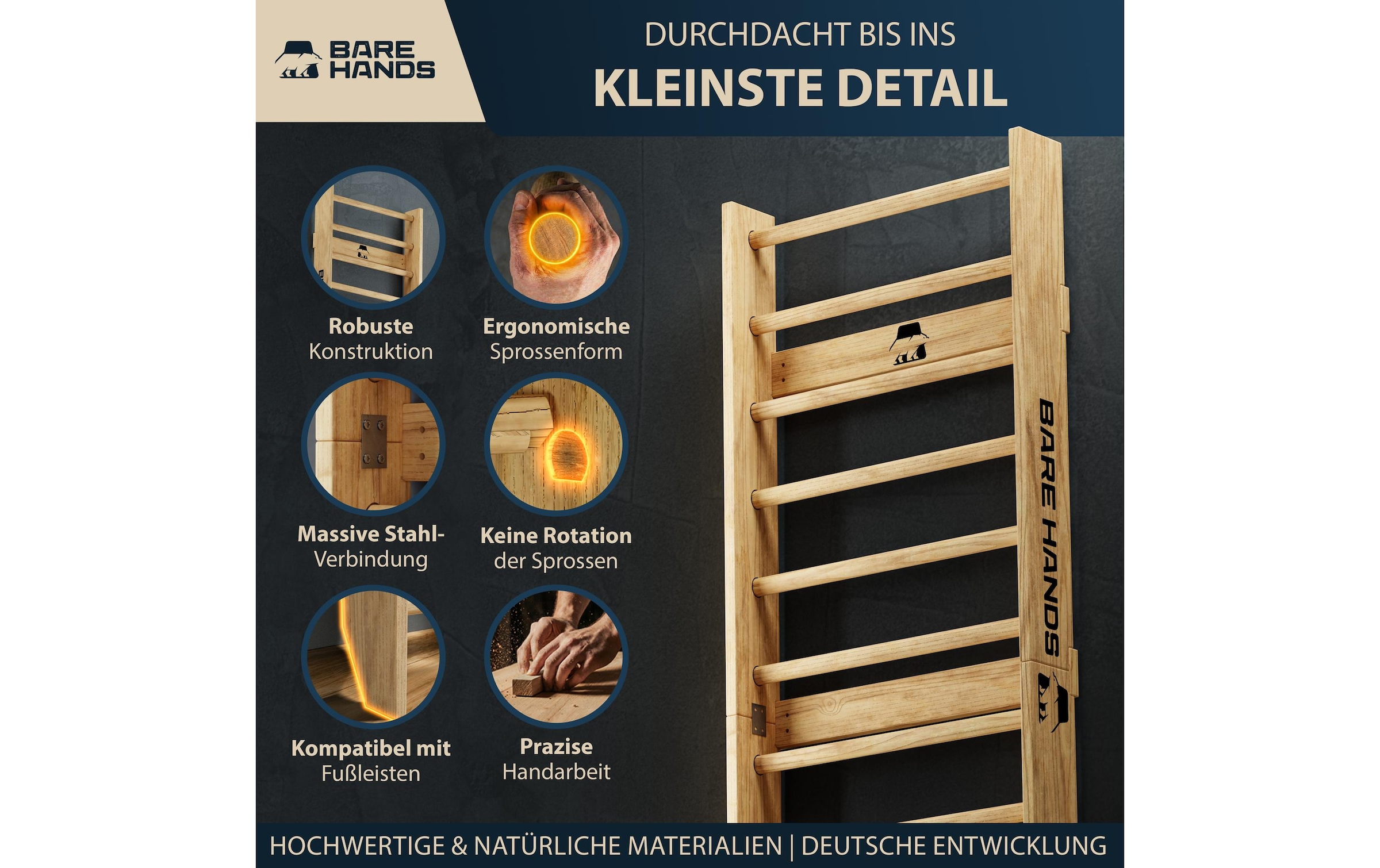   Structure d'escalade »Bare Hands Bare Hands Sprossenwand 400 kg«
