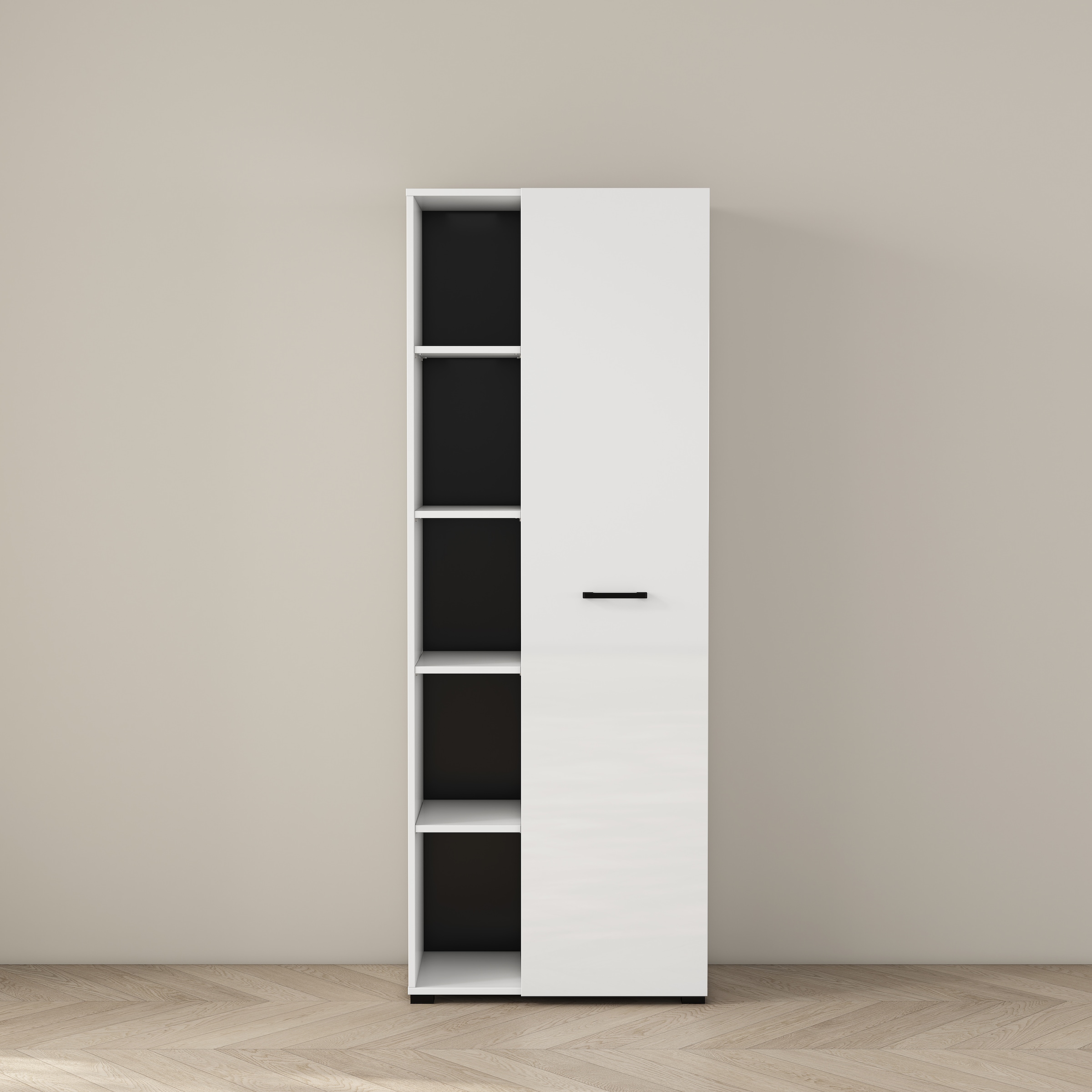 GOODproduct Armoire de classement »Moid, moderner Mehrzweckschrank,« Masse: 64,5x41,5x175 cm, 5 Fächer mit viel Stauraum
