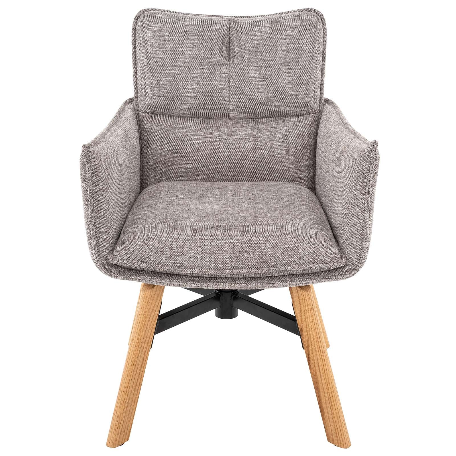 GOODproduct Chaise de salle à manger »Elyssa« (Set) 2 cuismassives Eichenholzgestell,  pflegeleichter Webstoff, Drehfunktion