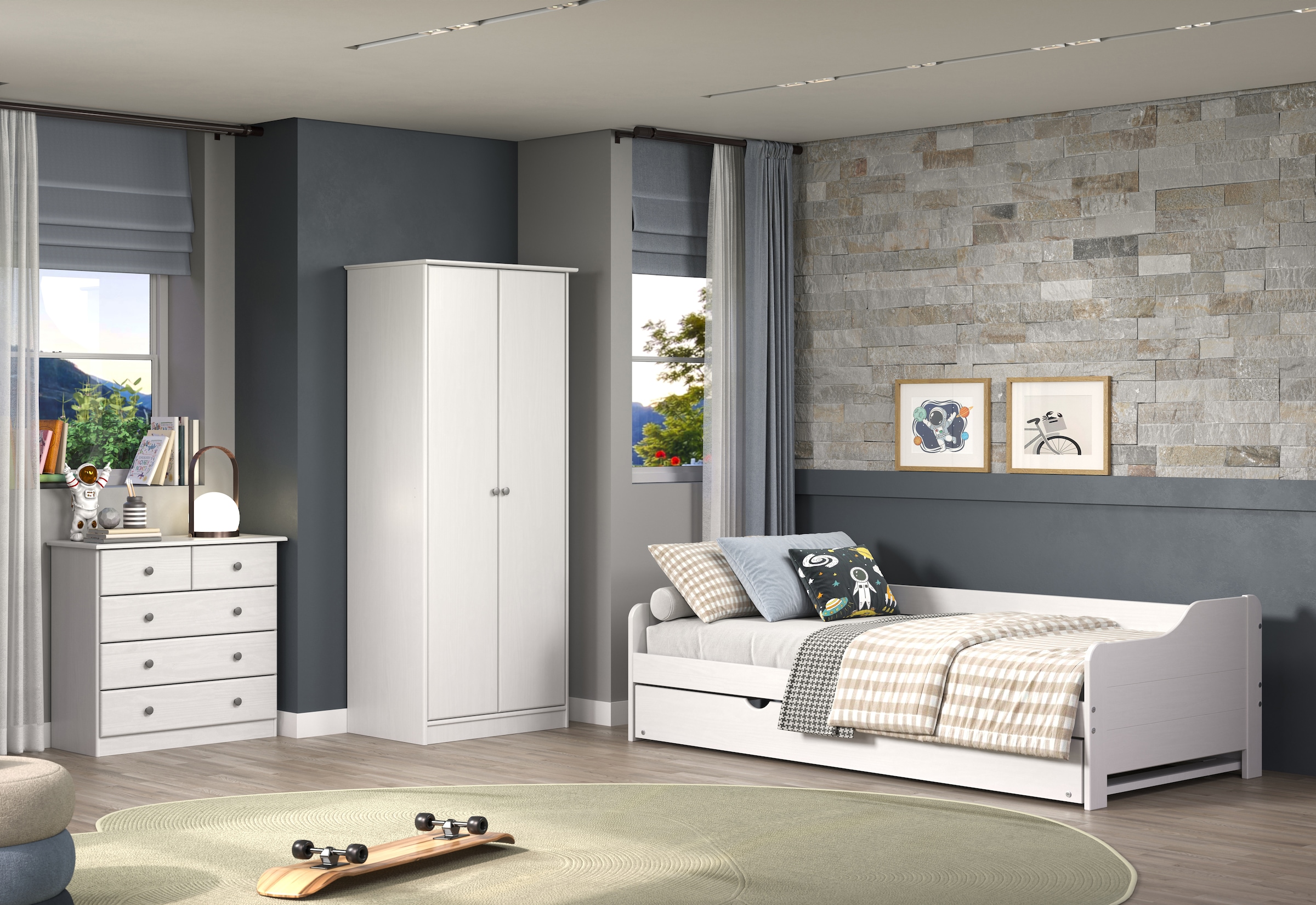 Home affaire Schubkastenkommode »Delsbo Kommode Wäscheschrank Beistellschrank Schrank Bestseller« Landhaus Design aus Kiefernholz, 1 Stk. tlg. Massivholz Sideboard mit 5 Schubladen - Metall-Knopfgriffe