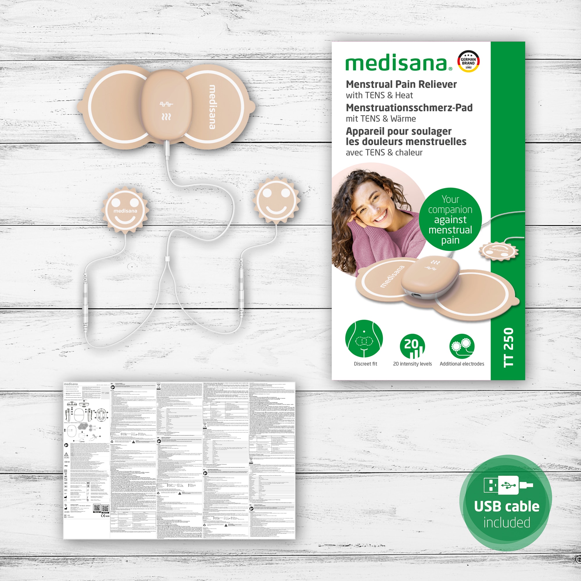 Medisana Menstruations-Pad »TT 250« Linderung & Entspannung bei Menstruation und Endometriose, Tens, Wärme