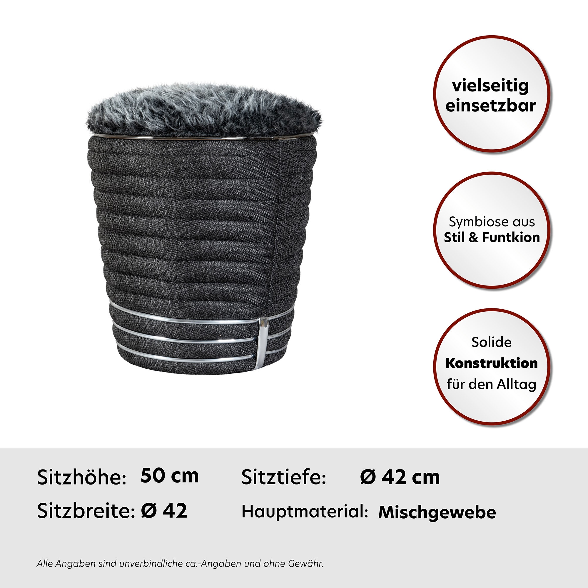 Kayoom Pouf »Hocker Doric, trendiger Look, ästhetische Farbgebung, schöne Steppung« 1 cuis tlg. komfortabel, hochqualitativ, pflegeleicht, hochwertige Materialien
