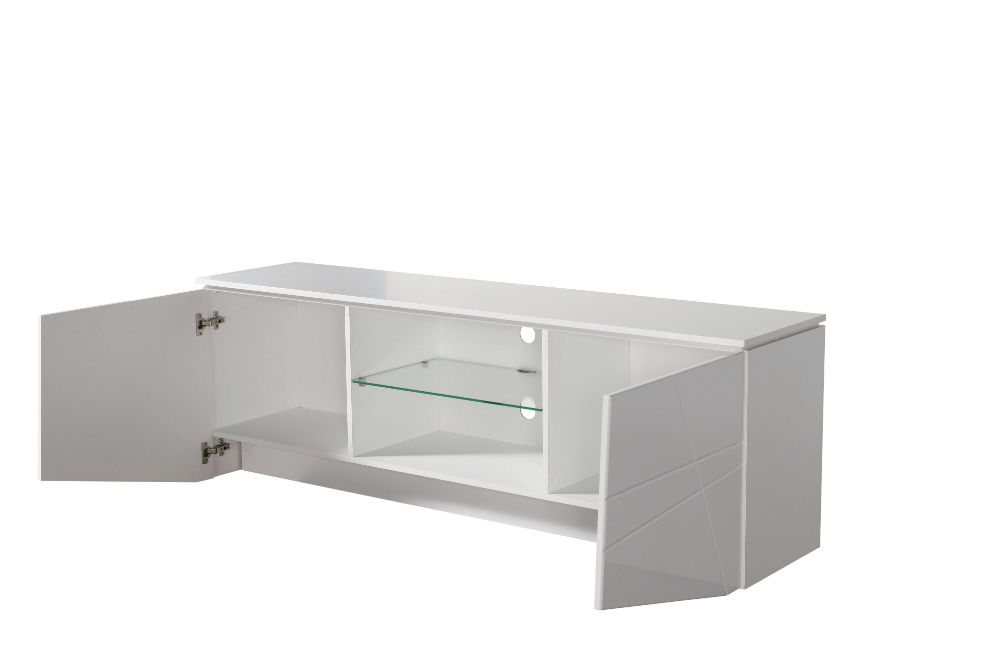 INOSIGN Table basse »Cadiz TV-Board« TV-Kommode mit Hochglanzfronten und Fräsungen, Glasboden