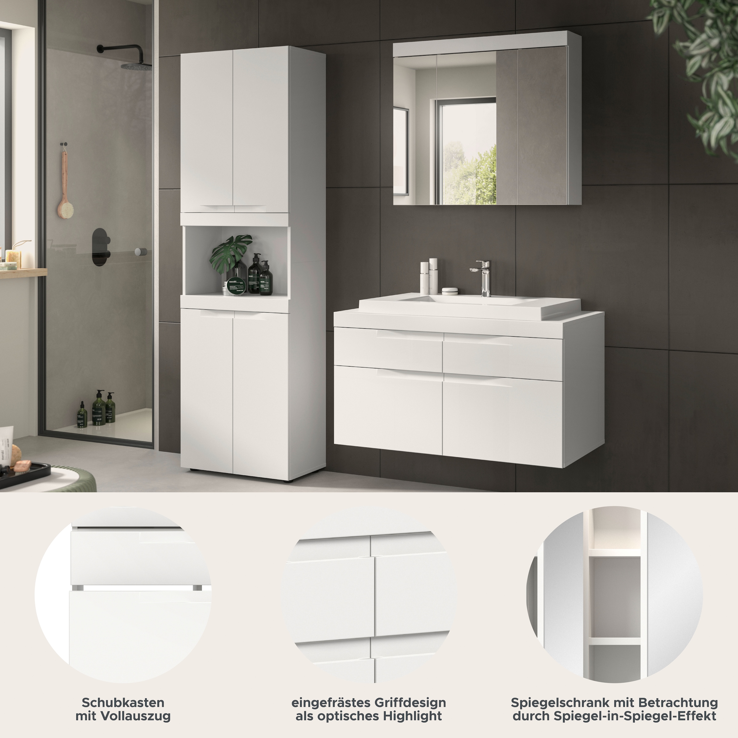 GOODproduct Badmöbel-Set »MAOI, 3-teilige Badkombination, hochwertige MDF Front«