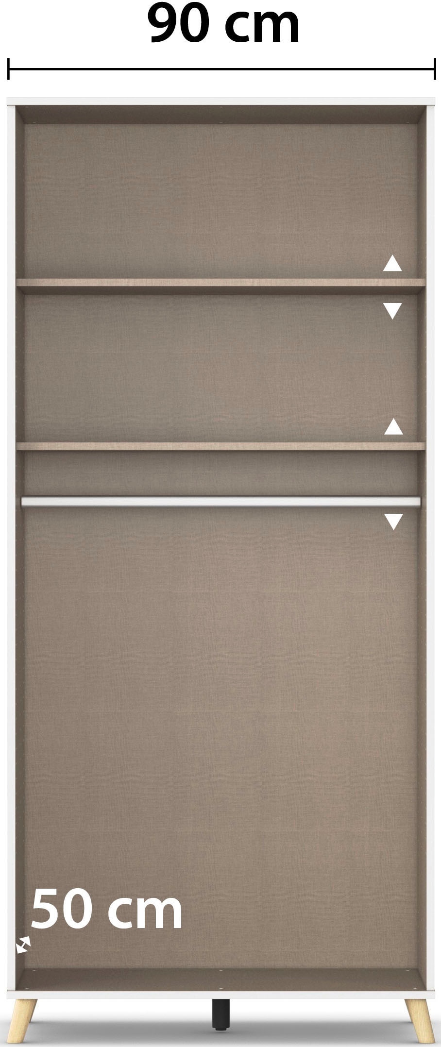 rauch Kleiderschrank »Ottos Choice Skandi Kinderzimmer Bestseller Schlafzimmerschrank FALUN« Breite 92/137/182, Höhe 203 cm,  im modernen Skandi-Look, Füsse/Griffe Eiche massiv MADE IN GERMANY