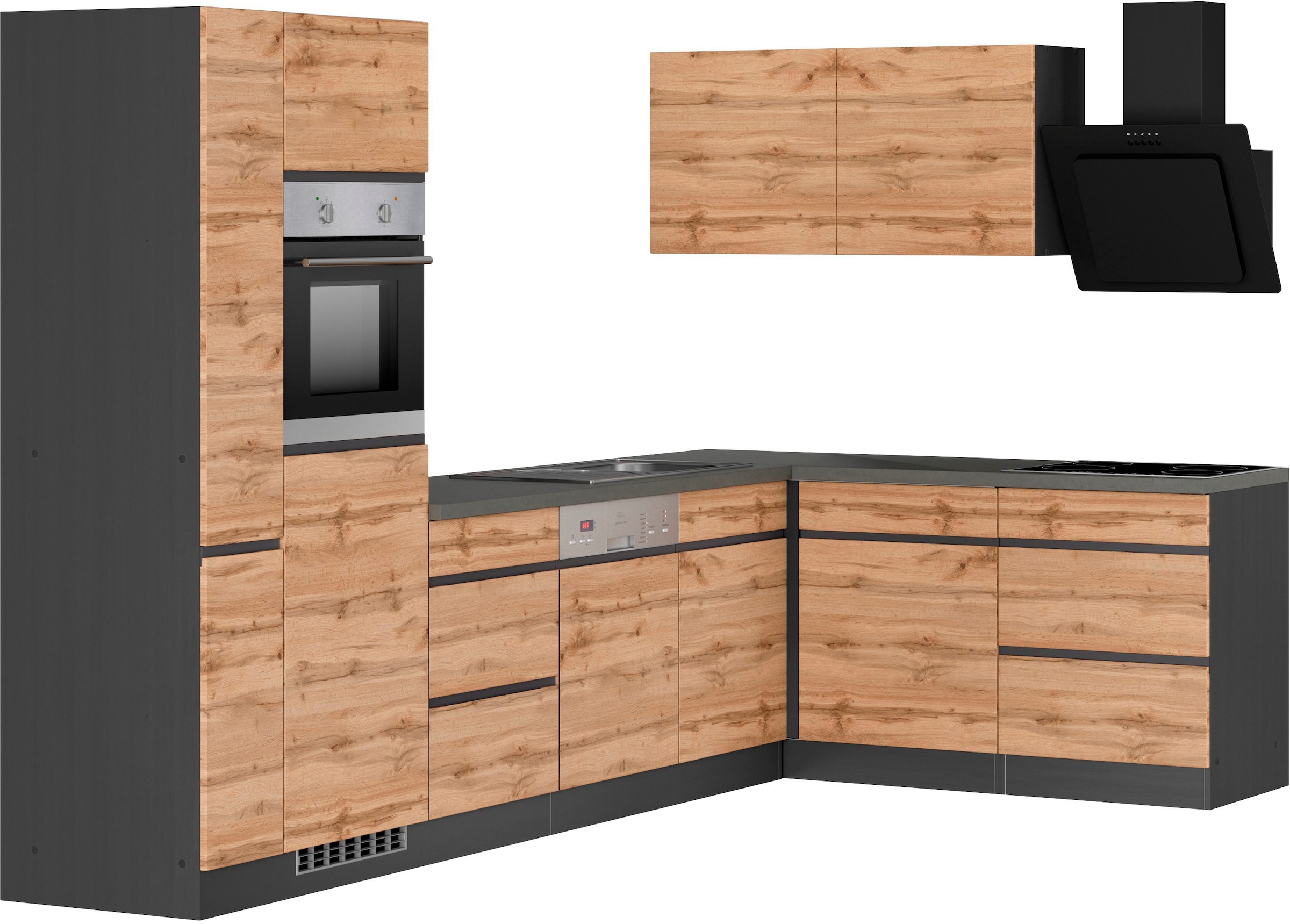 KOCHSTATION Winkelküche »KS-Riesa« Stellbreite 330/180 cm, ohne E-Geräte