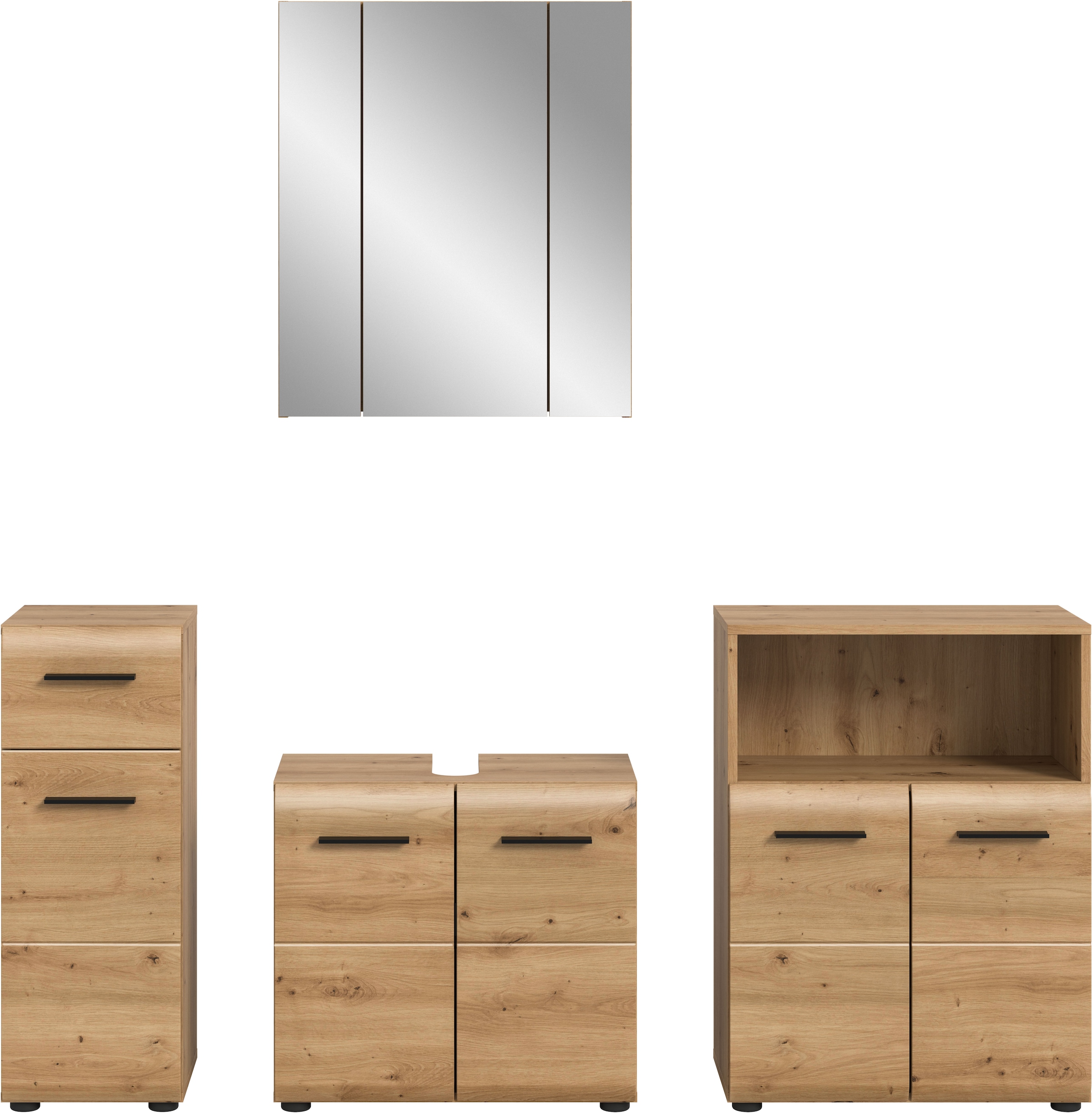 INOSIGN Ensemble de meubles de salle de bain »FLORENZ, TOPSELLER!, 4-teilige Badkombination, hochwertige MDF-Front« Set, Unterschrank, Waschbeckenunterschrank, Spiegelschrank, Midischrank, 4 cuis tlg.