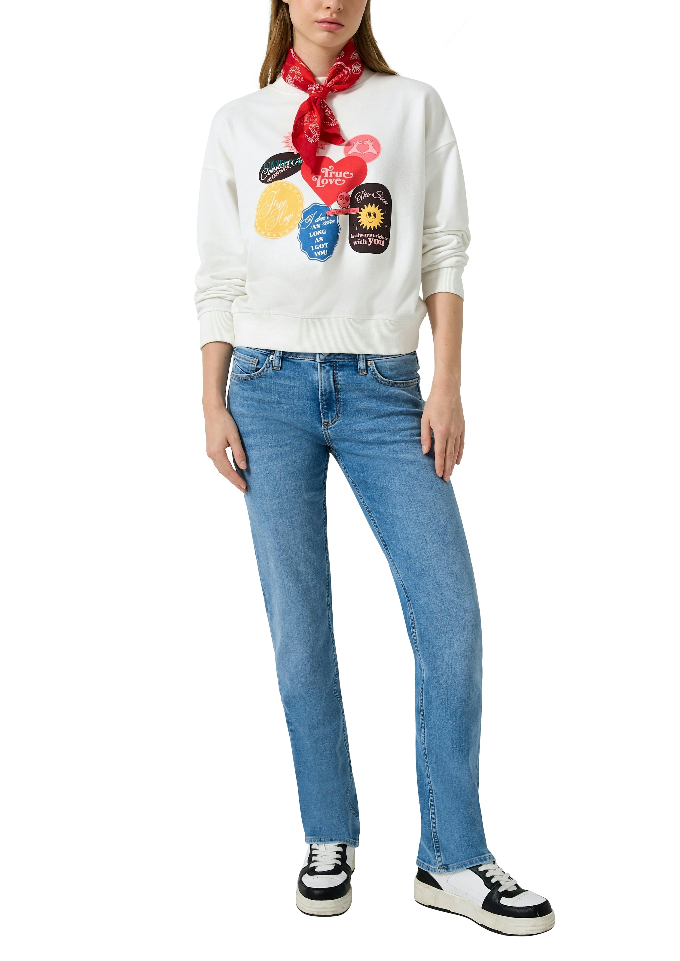 QS Sweater , mit Frontprint/Letter-Print
