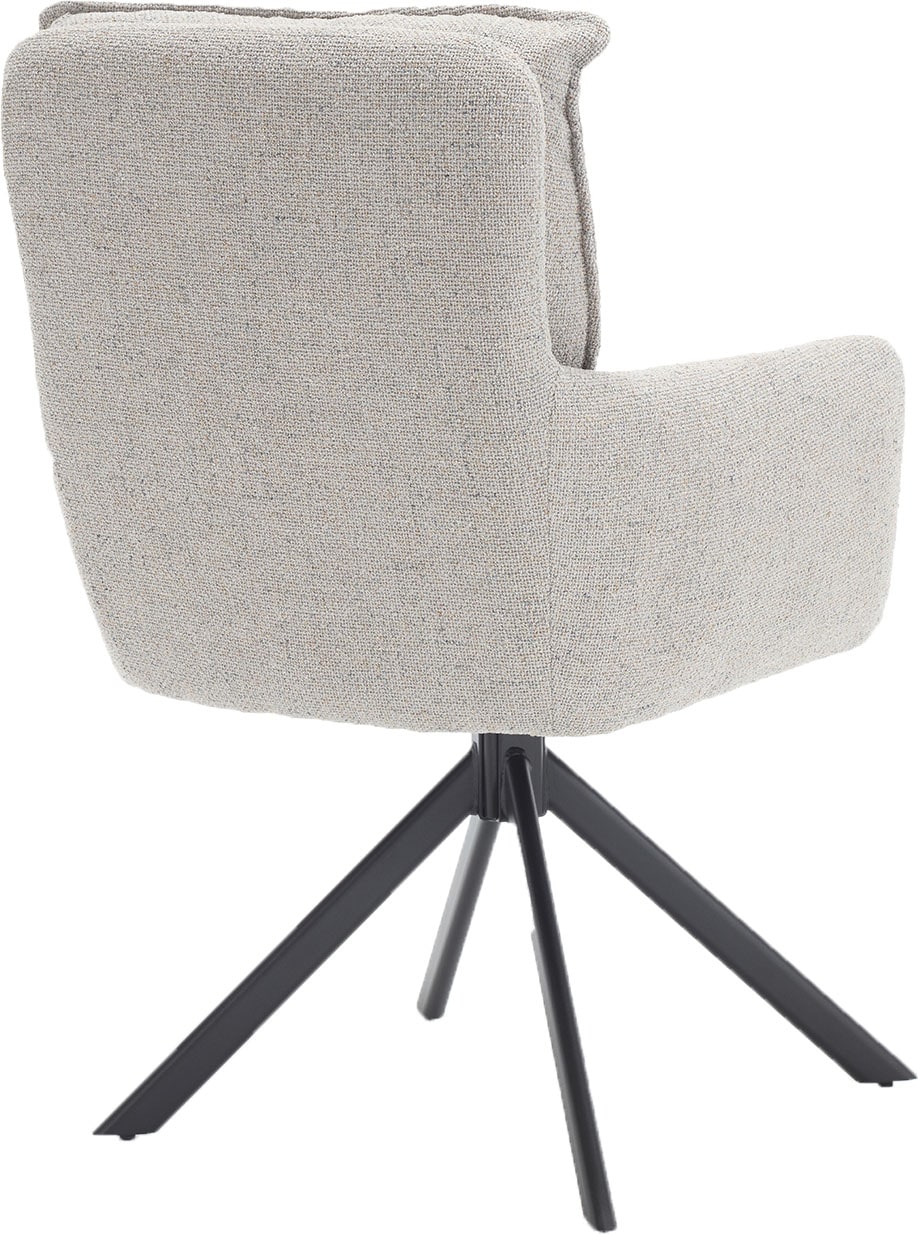 SalesFever Chaise de salle à manger »Austin - Armlehnstuhl mit hochwertiger Taschenfederkern-Polsterung« () 1 cuisEsszimmersessel: 360° Drehfunktion mit stilvollem Metallfuss