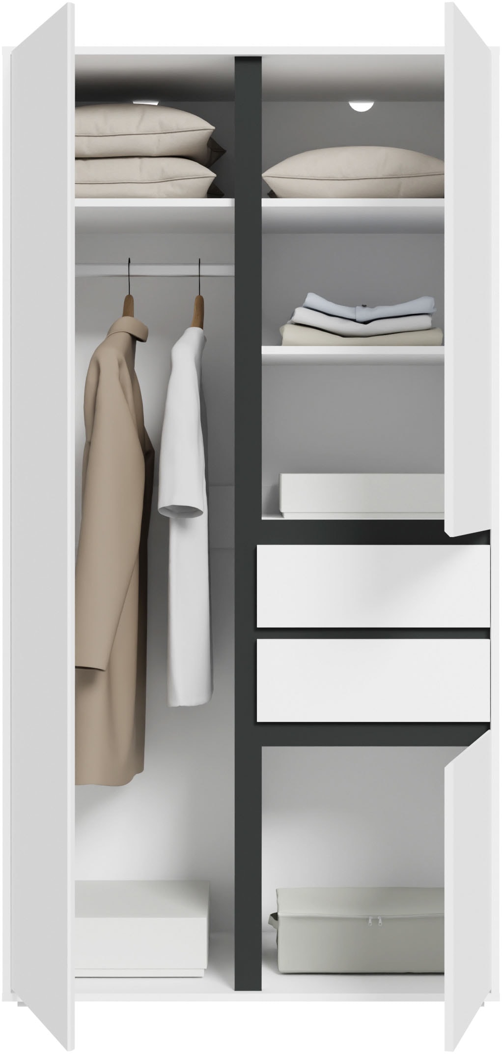 Home affaire Armoires à vêtements »NULA, Schlafzimmerschrank, Garderobe, Schrank« in verschiedenen Ausführungen und Farben erhältlich, 1 cuis tlg. 3 Türen, 2 Schubkästen, 1 E-Boden, 5 K-Böden, 1 Kleiderstange