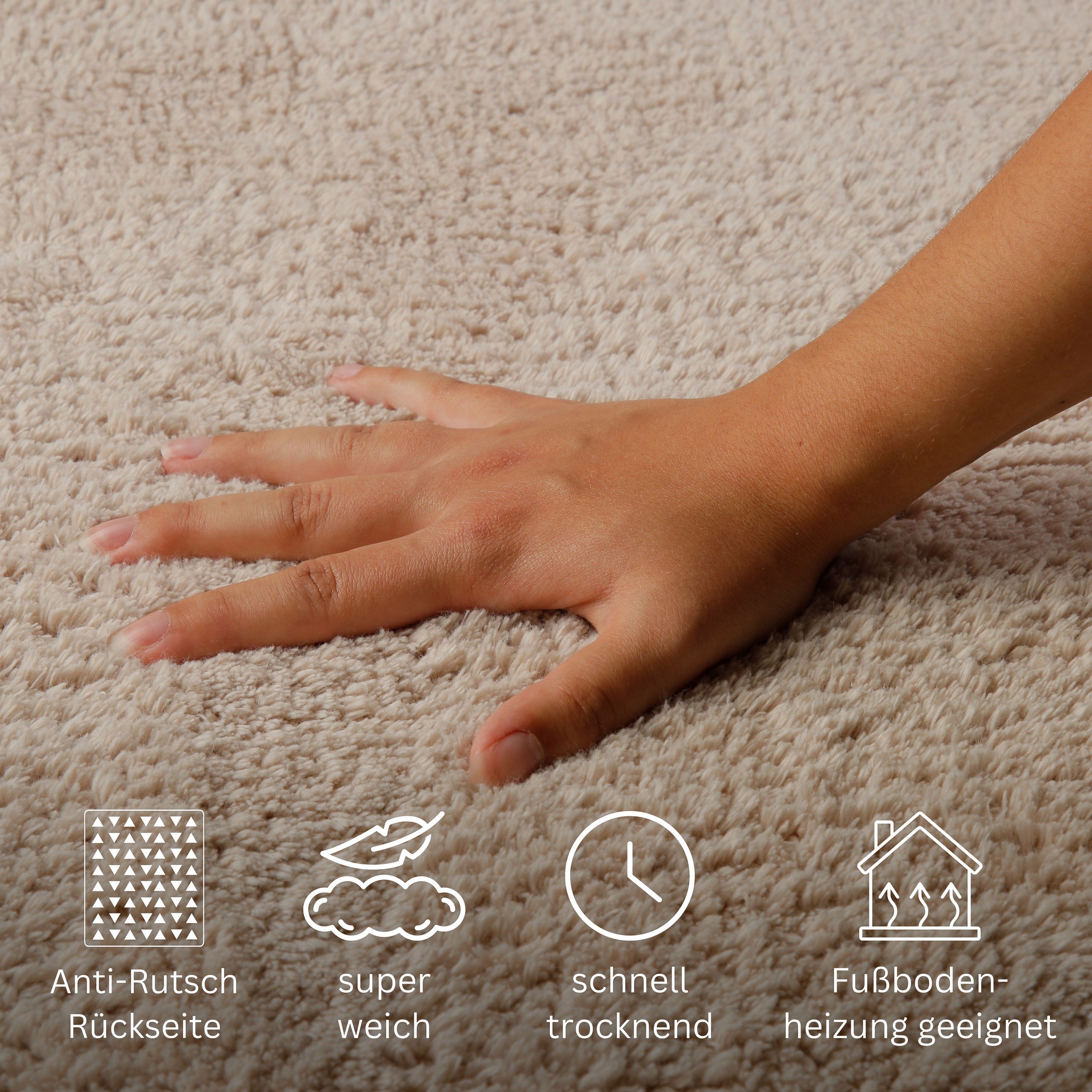 GOODproduct Badematte »Meellor« Höhe 20 mm rutschhemmend beschichtet fussbodenheizungsgeeignet Badteppich, getuftet, modern, Uni, antirutsch, flauschig, Baumwolle