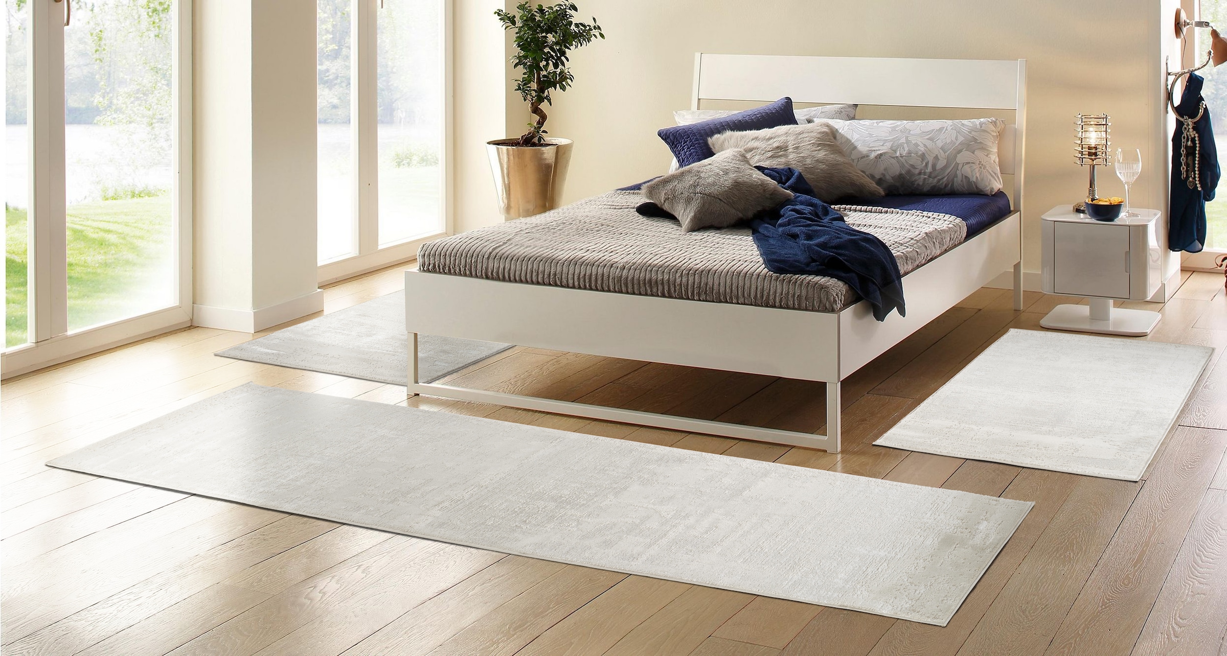 my home Bordure de lit »Hamsa« Höhe 9 mm 3 cuis tlg. dezenter Glanz, Schrumpf-Garn-Effekt, im Vintage-Look, dichte Qualität