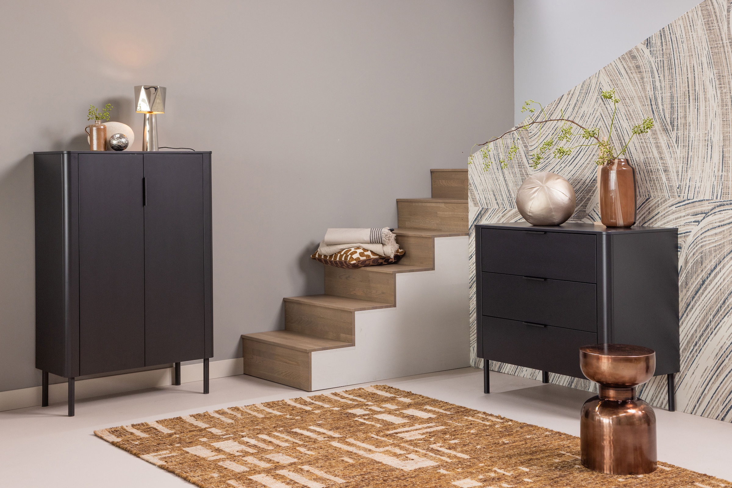 WOOOD Buffet haut »Gunnar FSC®-Mix Massivkiefer mit Dämpfung Funktion, 85 x 39 x 135 cm« Capacité de charge 15 kg par étagère, facile à monter, grain visible