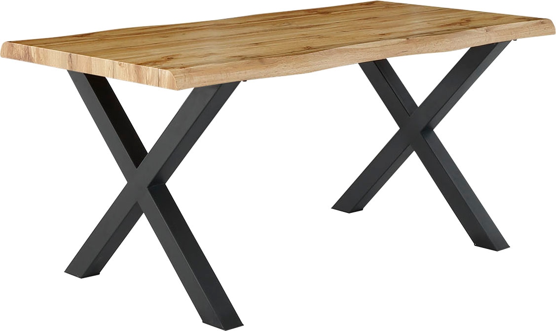 Jockenhöfer Gruppe Esstisch »Marlon« geschwungene Baumkantenoptik und schwarzes Untergestell