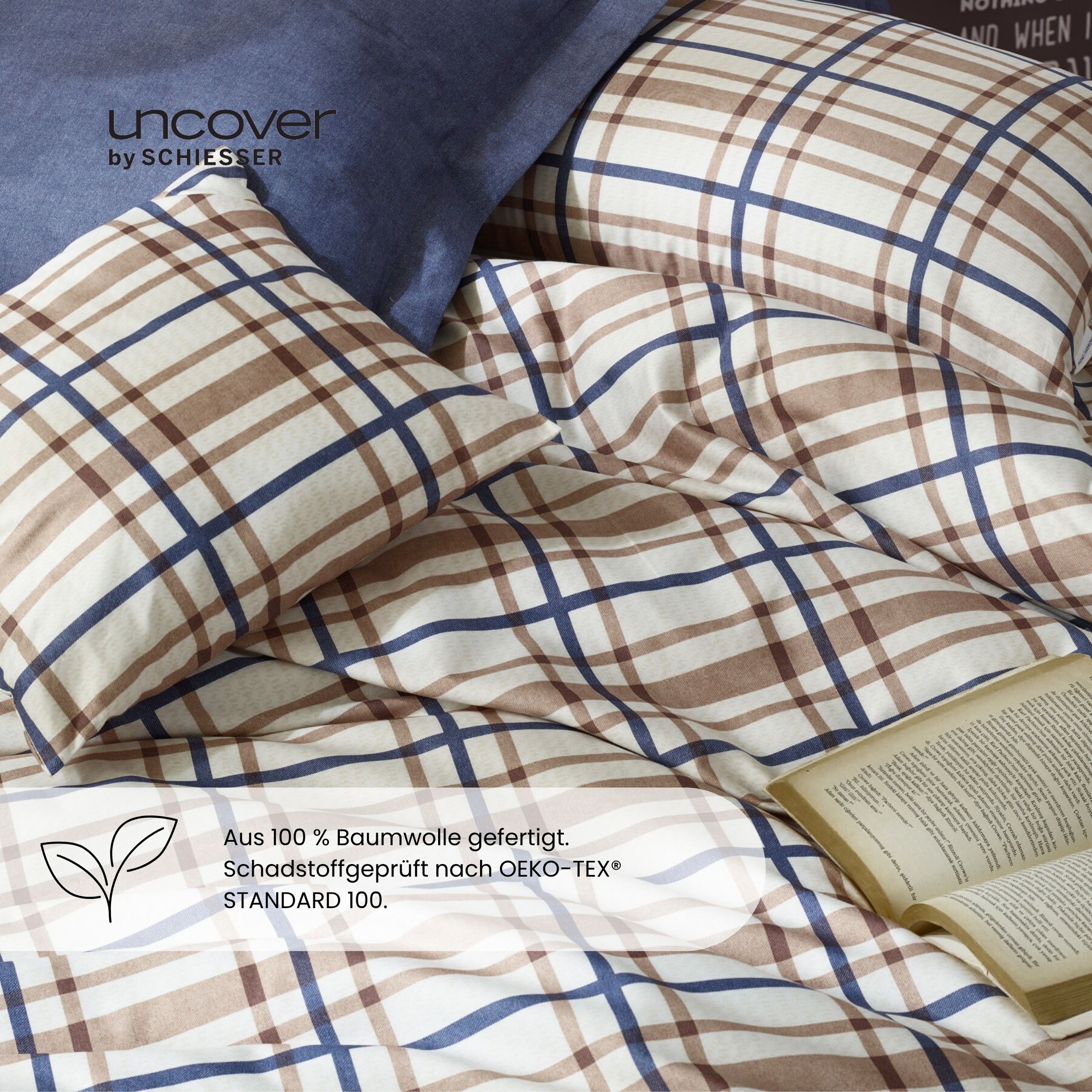 uncover by SCHIESSER Linge de lit »Maxim aus edlem Baumwollsatin, 135x200 cm + 80x80 cm« 2 cuis Made in Green