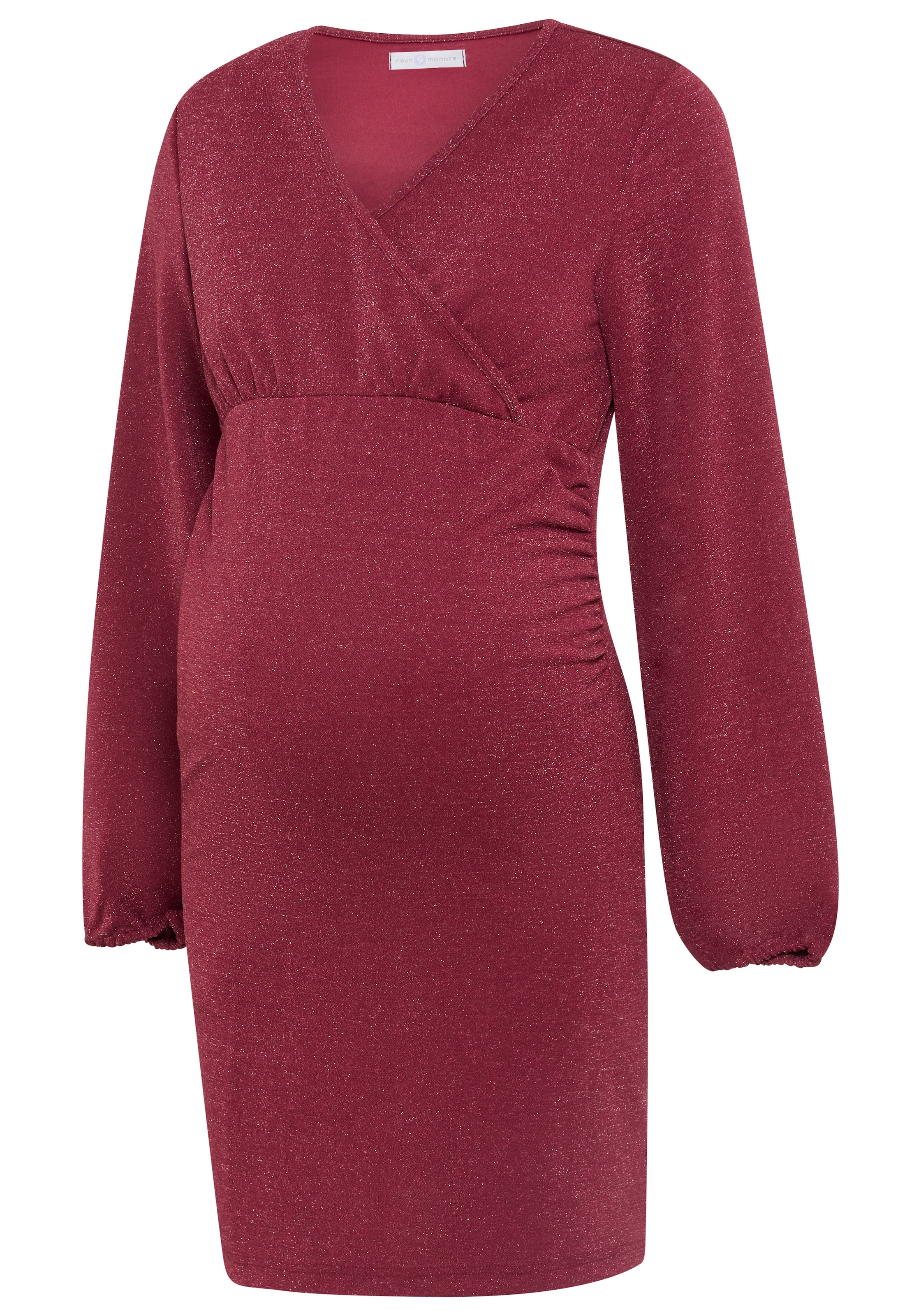 Neun Monate Robe de maternité »Glitzer Jerseykleid mit Wickel-Ausschnitt, praktisch zum Stillen« pour printemps et automne, pour occasions spéciales, effet cache-cœur