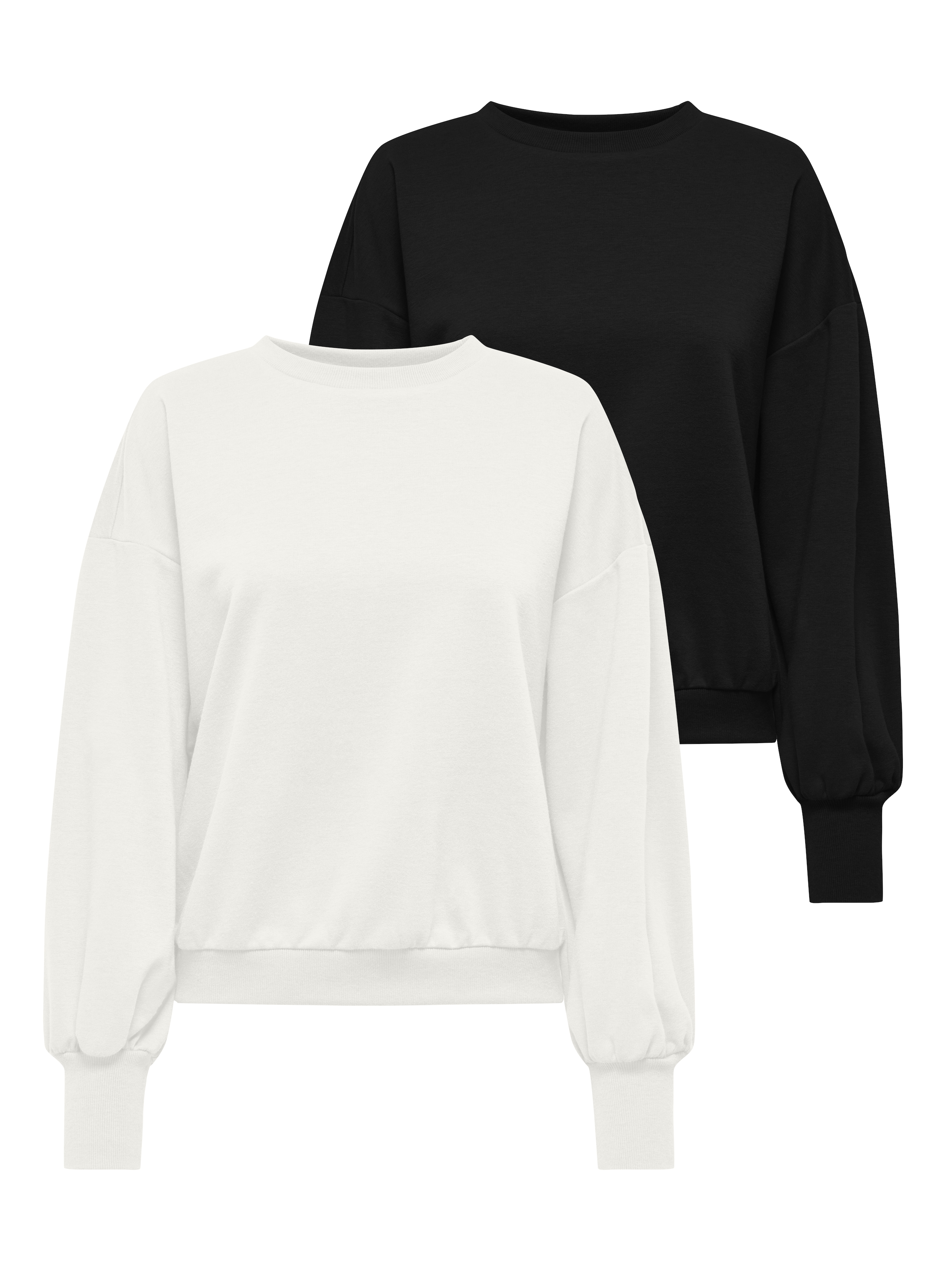 ONLY Sweat-shirt »ONLBROOKE L/S O-NECK SOLID 2 PACK SWT«, 2 mélange coton, coupe régulière
