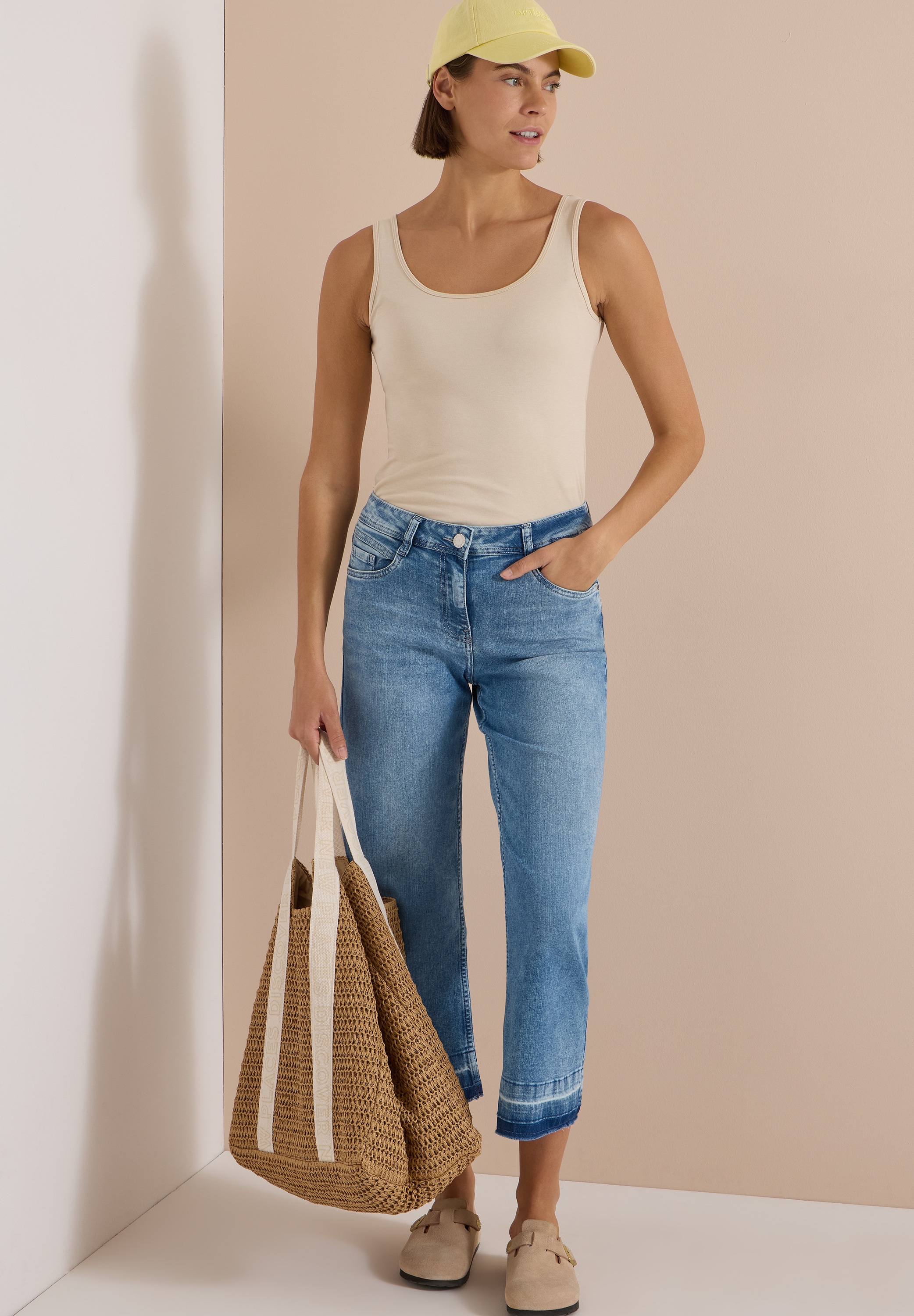 Cecil Jeans droit »Style Neele« Jeans raccourcis avec ourlet effiloché