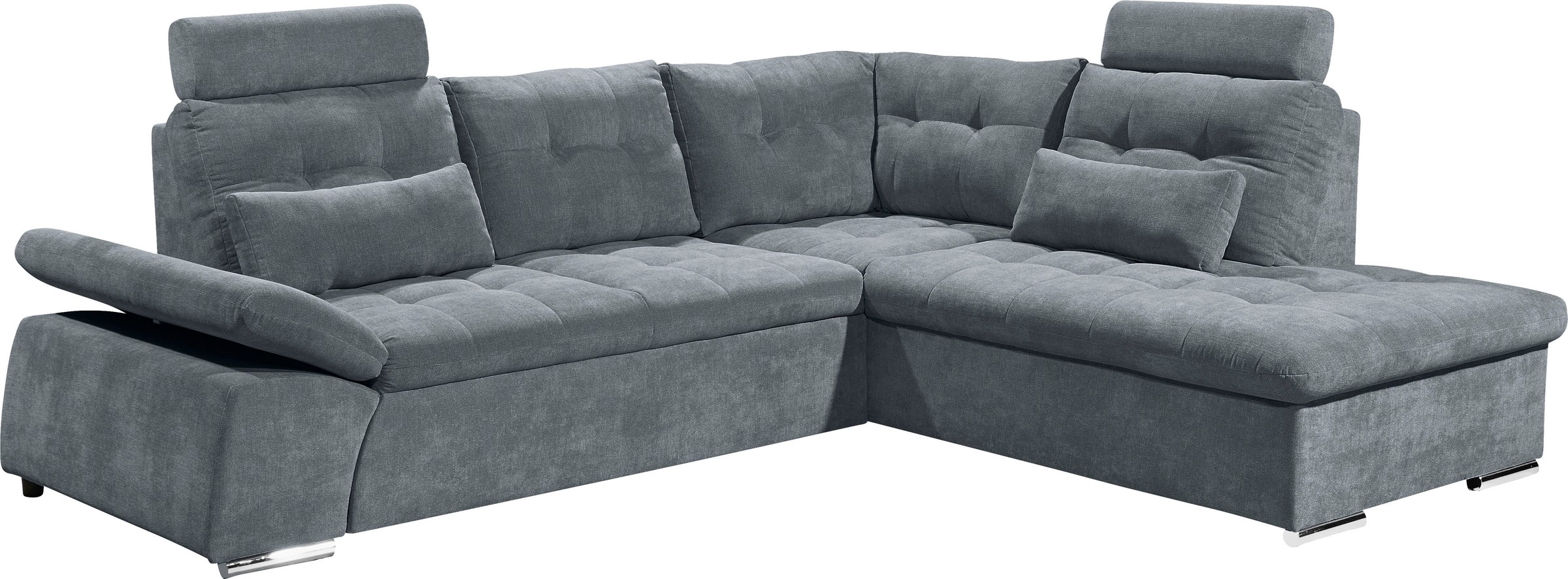 ED EXCITING DESIGN Ecksofa »Nalo L-Form« mit Bettfunktion, Armteilverstellung, Kopfstützen & 2 Nierenkissen