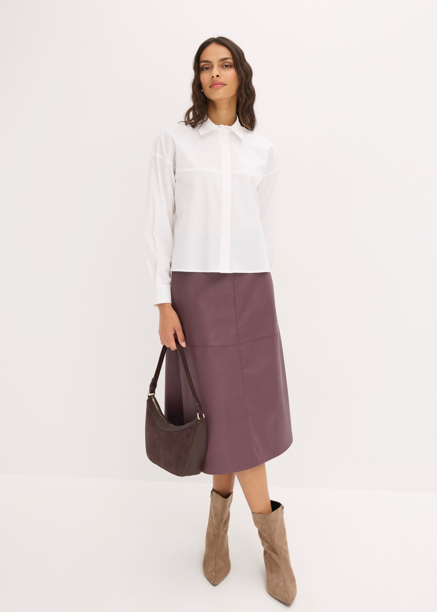 bonprix Blouse à manches longues blouse ample, longueur hanche, coupe décontractée, manches longues