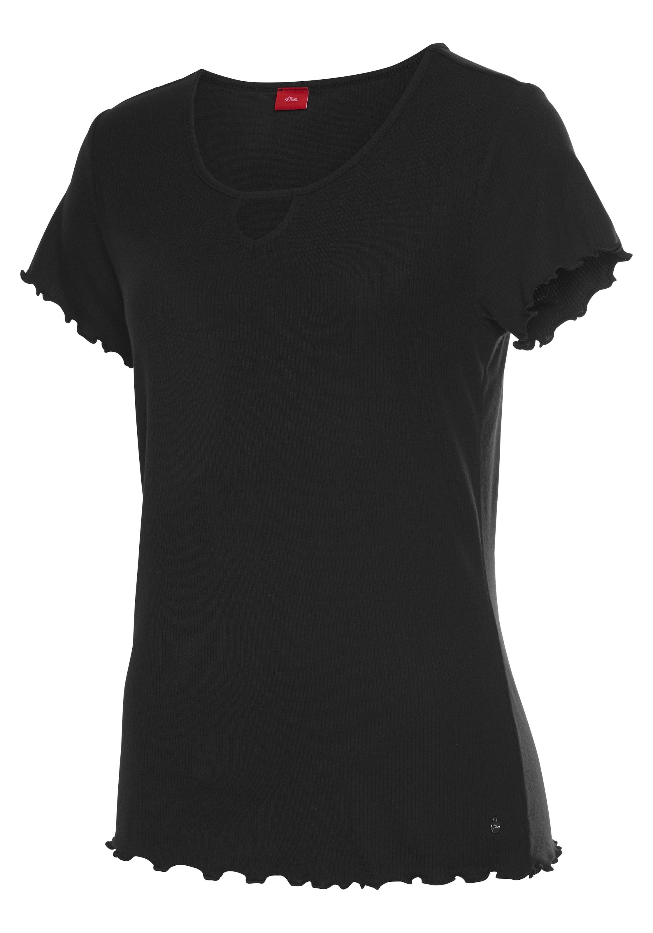 s.Oliver Haut de pyjama aus geripptem Stoff mit Kräuselsäumen