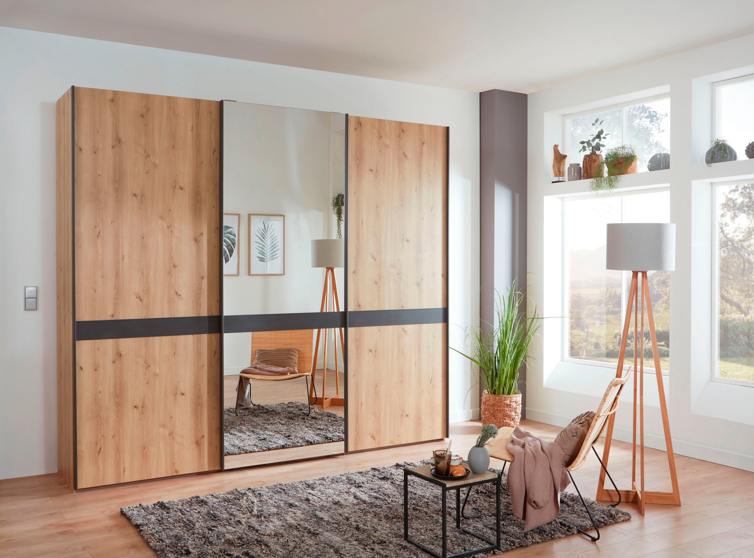 WIEMANN Schwebetürenschrank »Rialto« hochwertige Dekorfront mit Spiegeltür